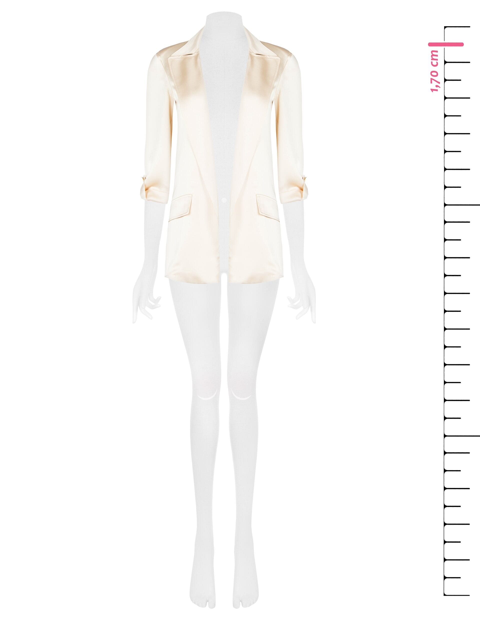 Giacca Blazer Aperta In Raso Con Maniche Arrotolate Rinascimento