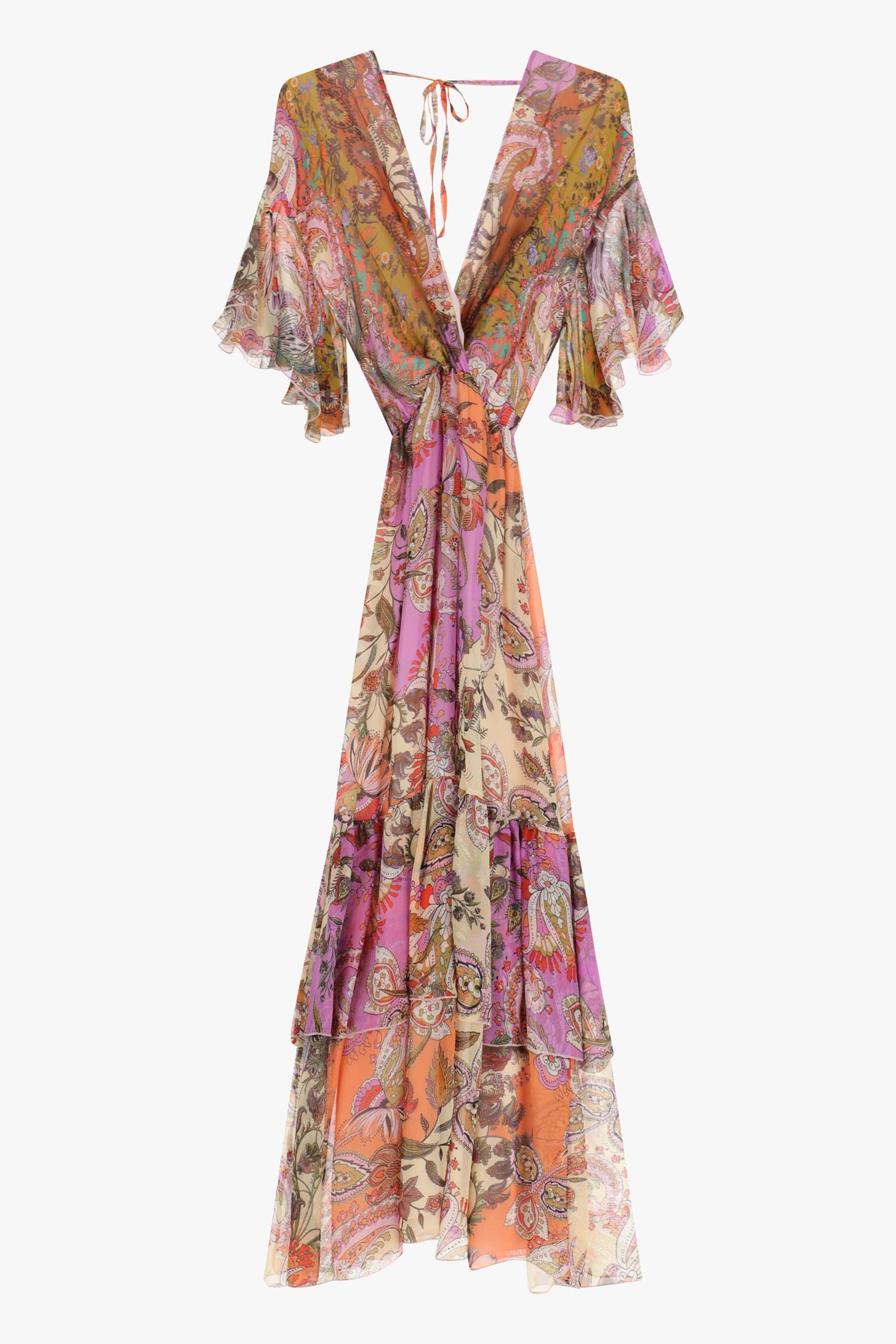 Abito Lungo Maniche Corte Fantasia Dixie