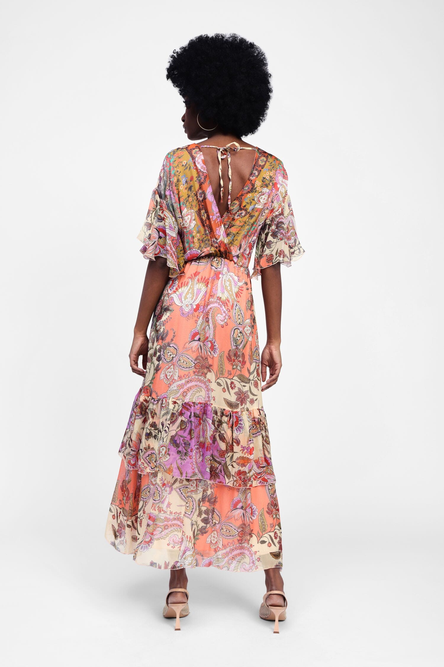 Abito Lungo Maniche Corte Fantasia Dixie