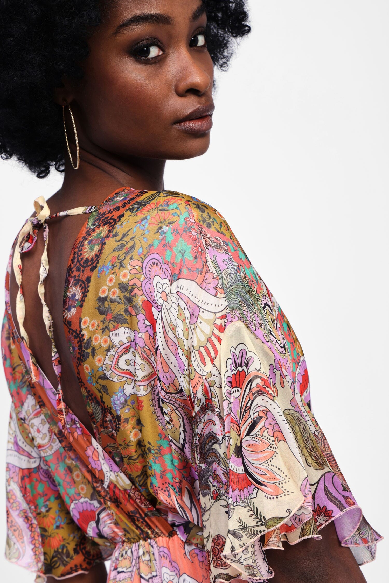 Abito Lungo Maniche Corte Fantasia Dixie