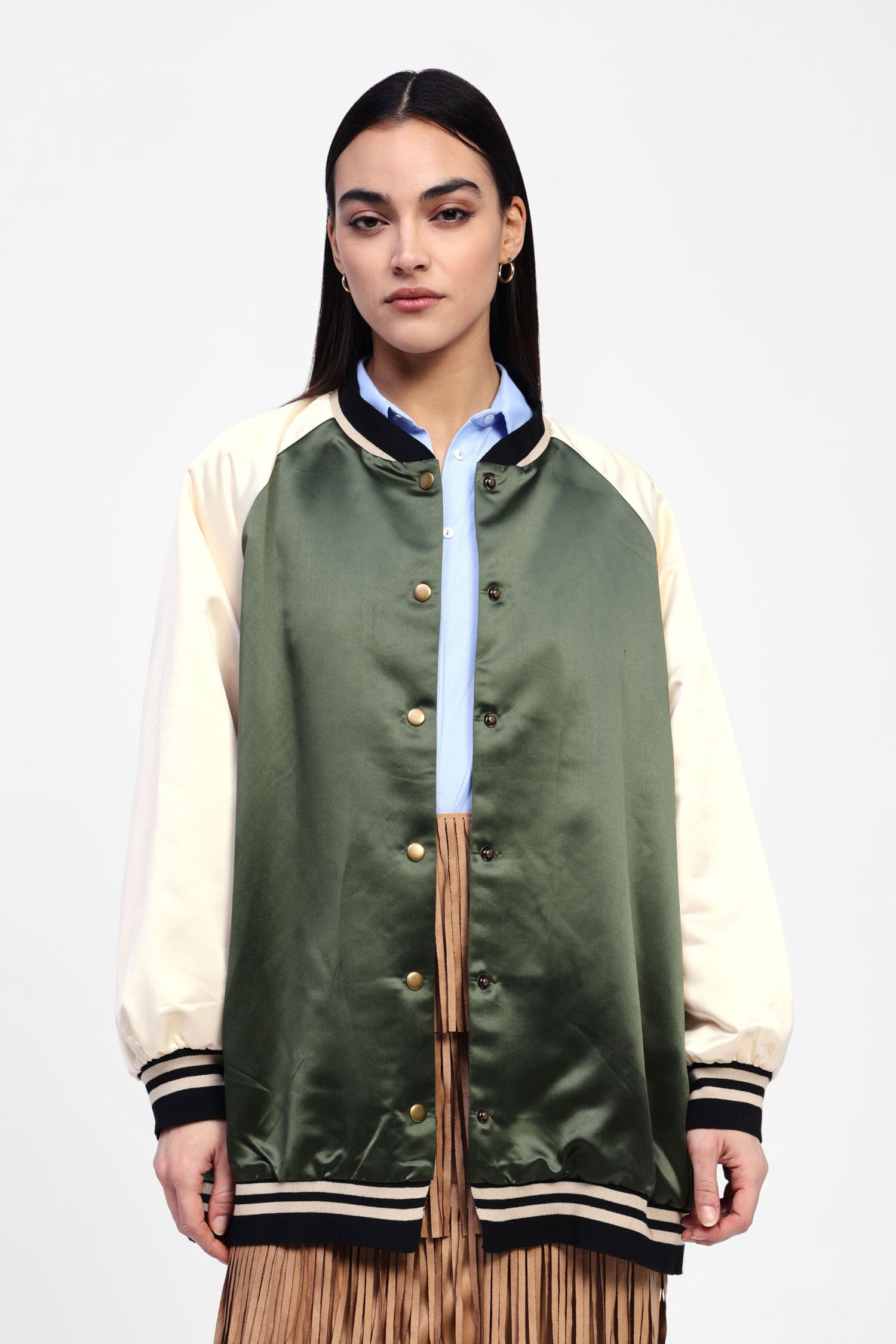 Giubbotto Bomber Effetto Satinato Con Bottoni Dixie