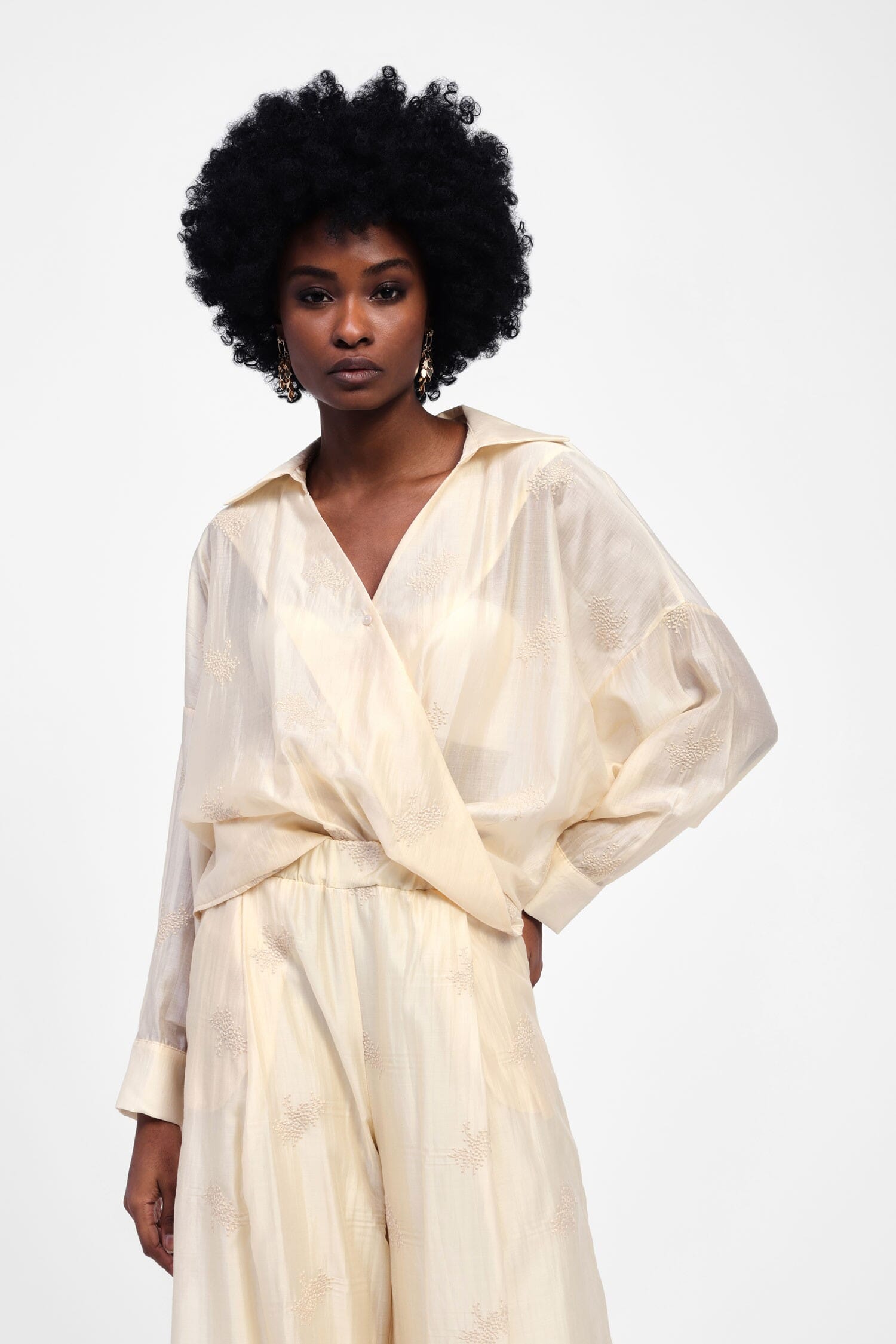 Camicia Trasparente Con Ricami Dixie