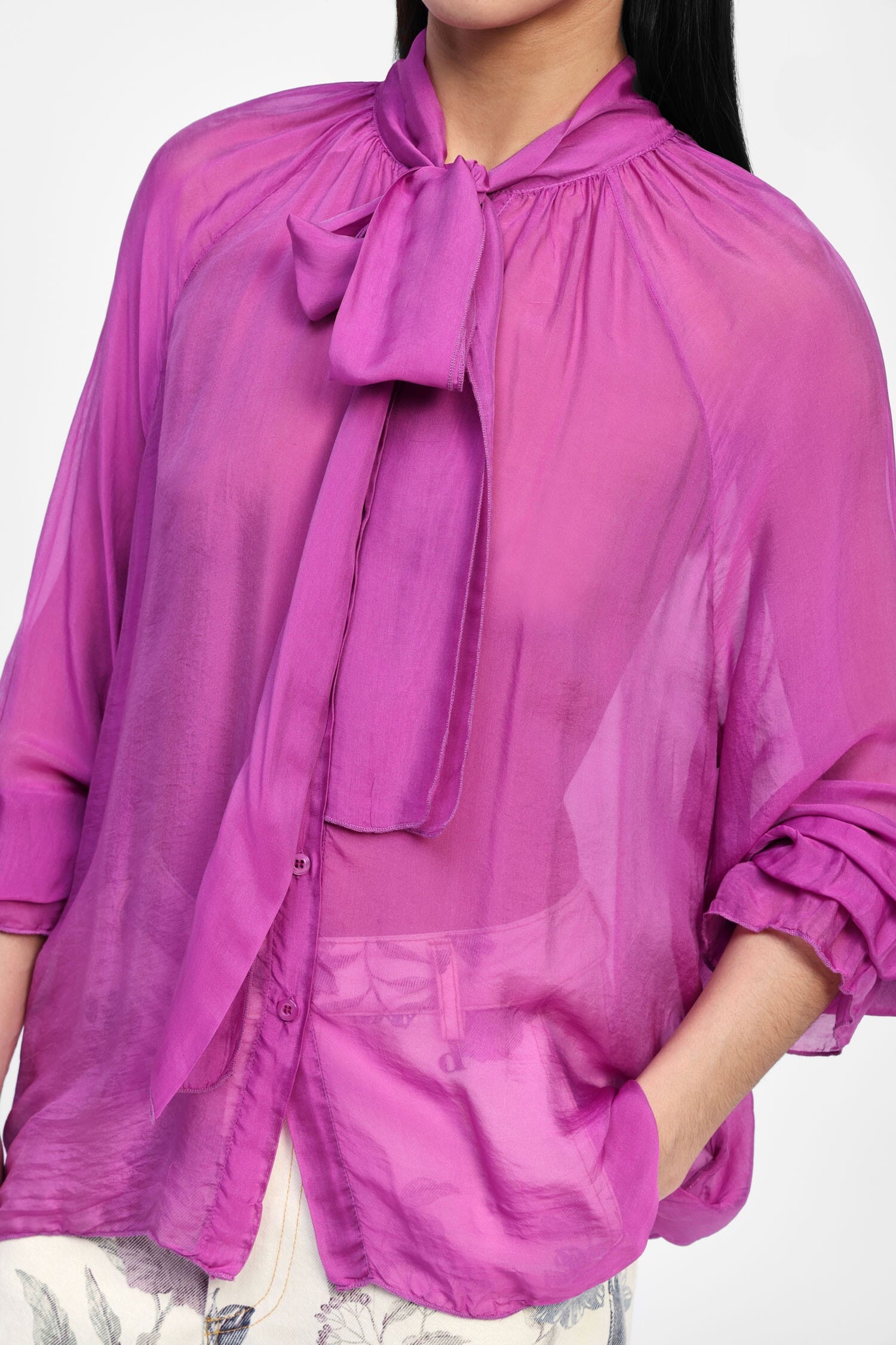 Camicia Trasparente Con Fiocco Dixie