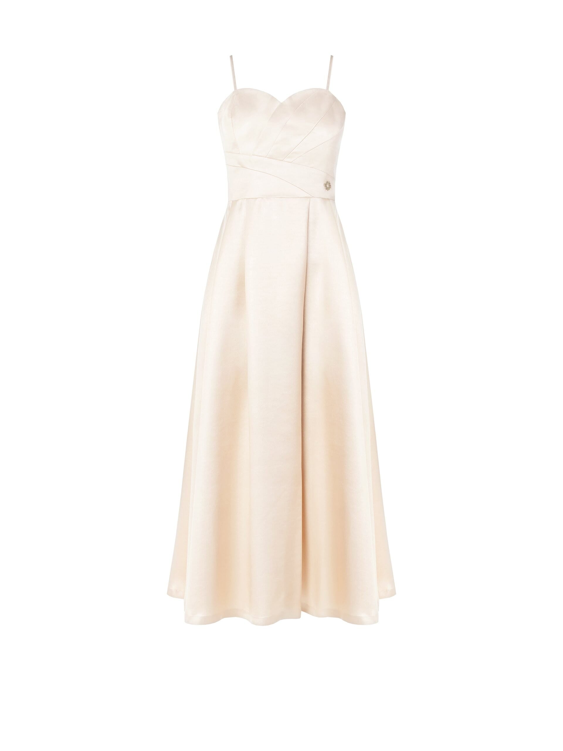 Abito Lungo A Ruota In Raso Metallizzato Con Tasche Rinascimento