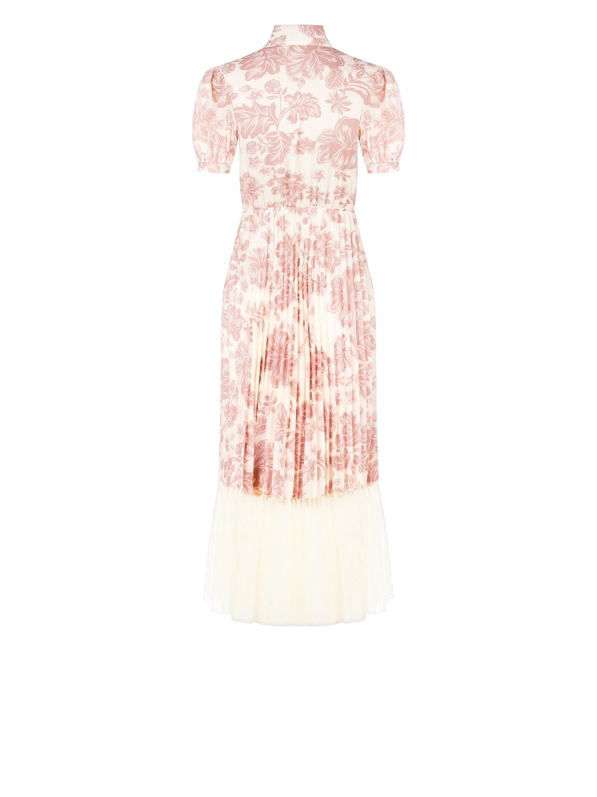 Abito Lungo Chemisier Plissé Con Pizzo E Cravattino Rinascimento