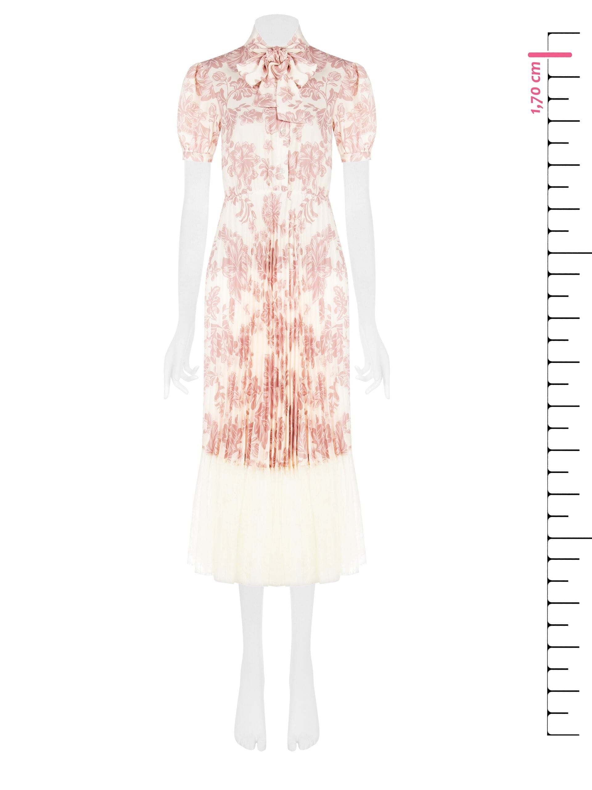 Abito Lungo Chemisier Plissé Con Pizzo E Cravattino Rinascimento