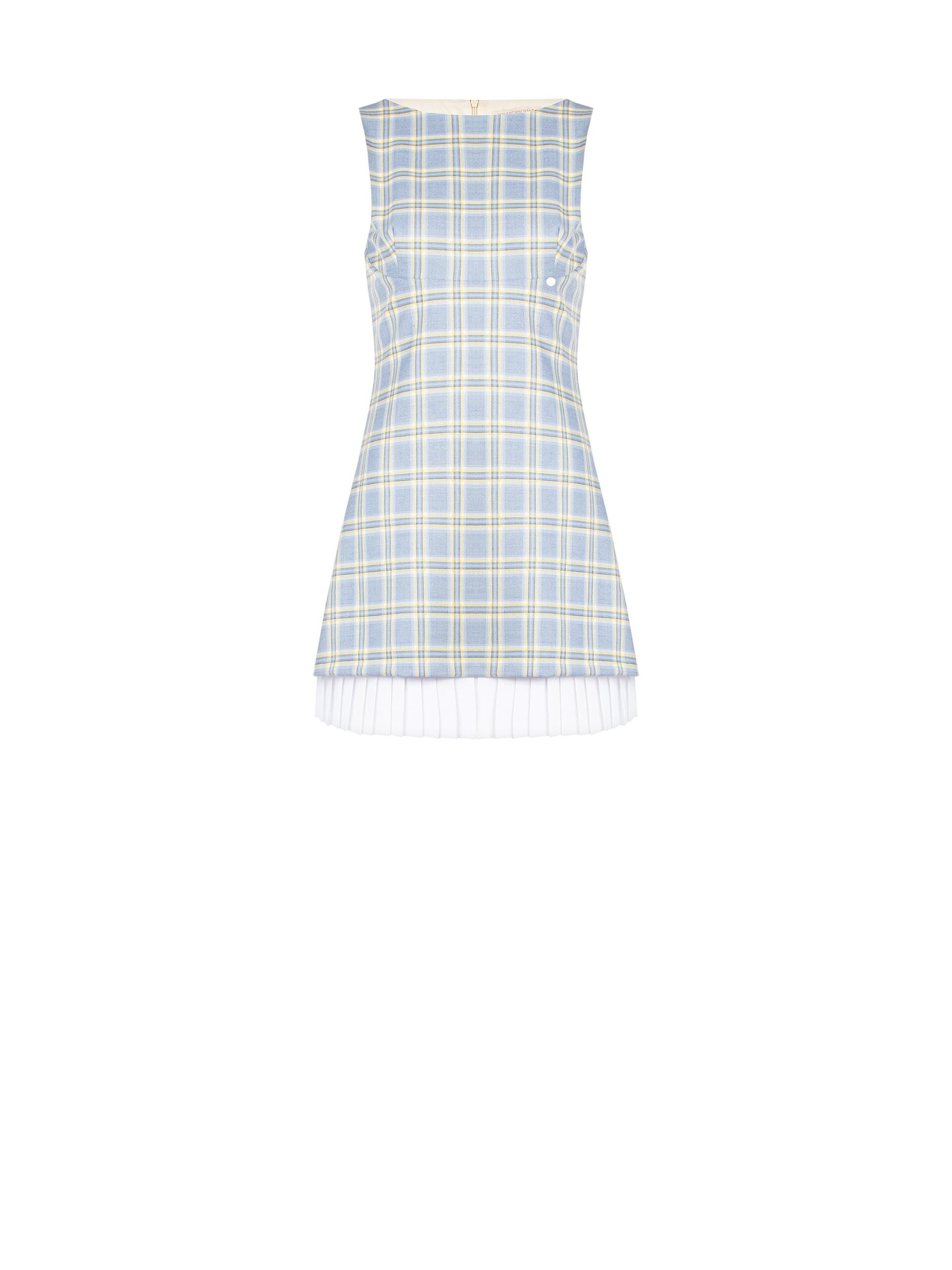 Abito Corto A Ruota In Poliviscosa A Quadri Con Dettaglio Plissé Rinascimento