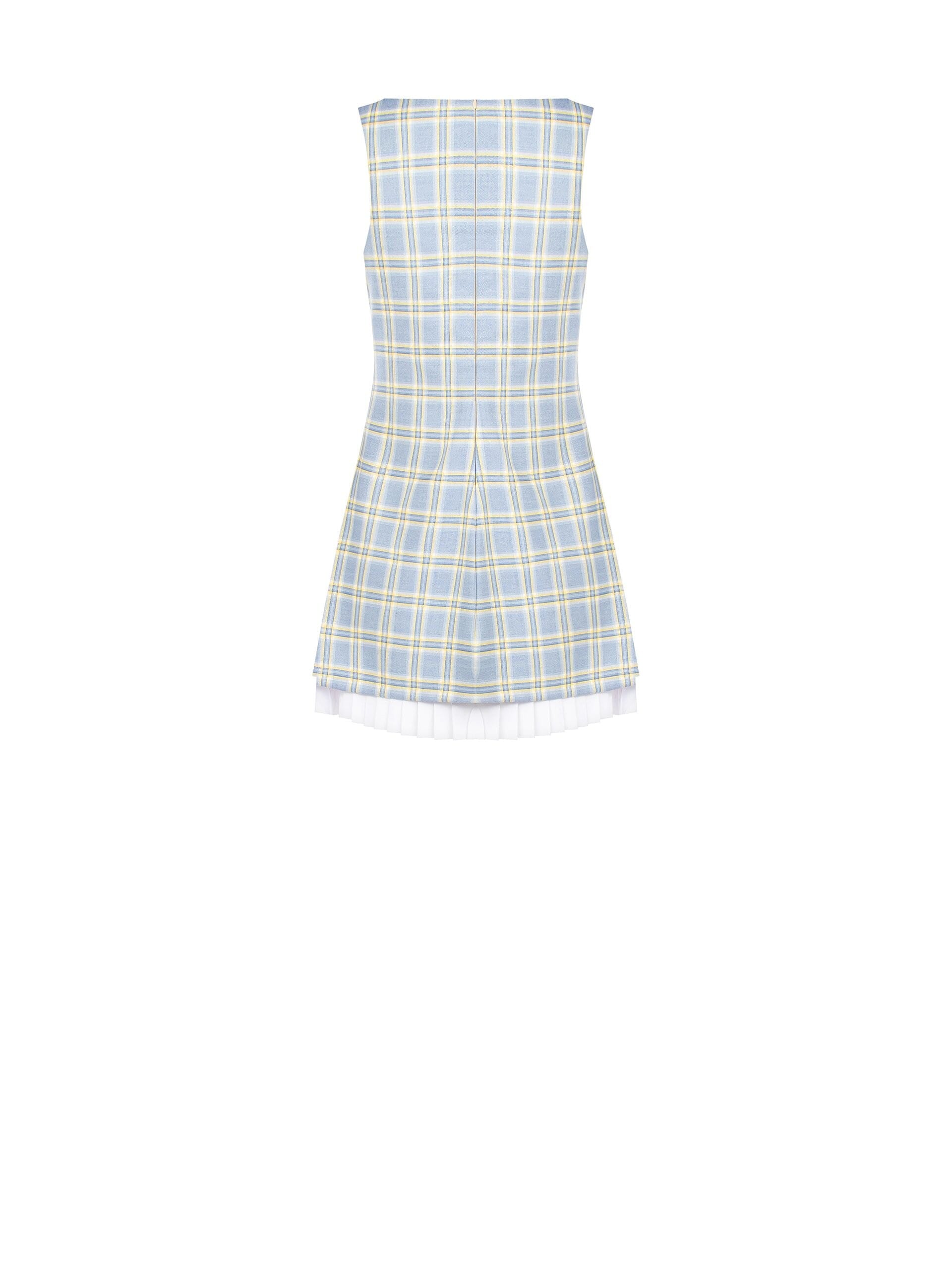 Abito Corto A Ruota In Poliviscosa A Quadri Con Dettaglio Plissé Rinascimento