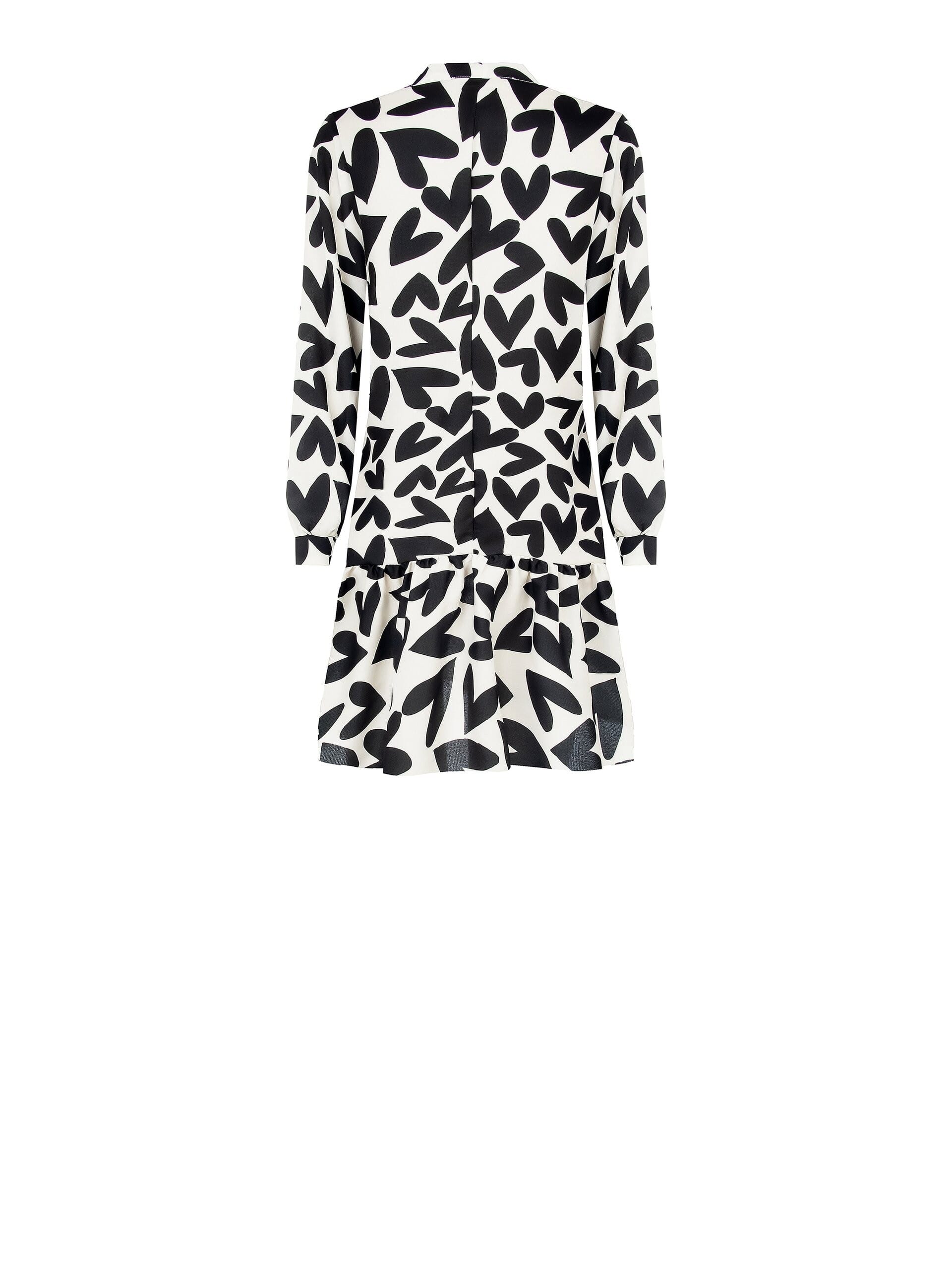 Abito Corto Ampio Stampa Cuori Con Balza E Cravattino Rinascimento