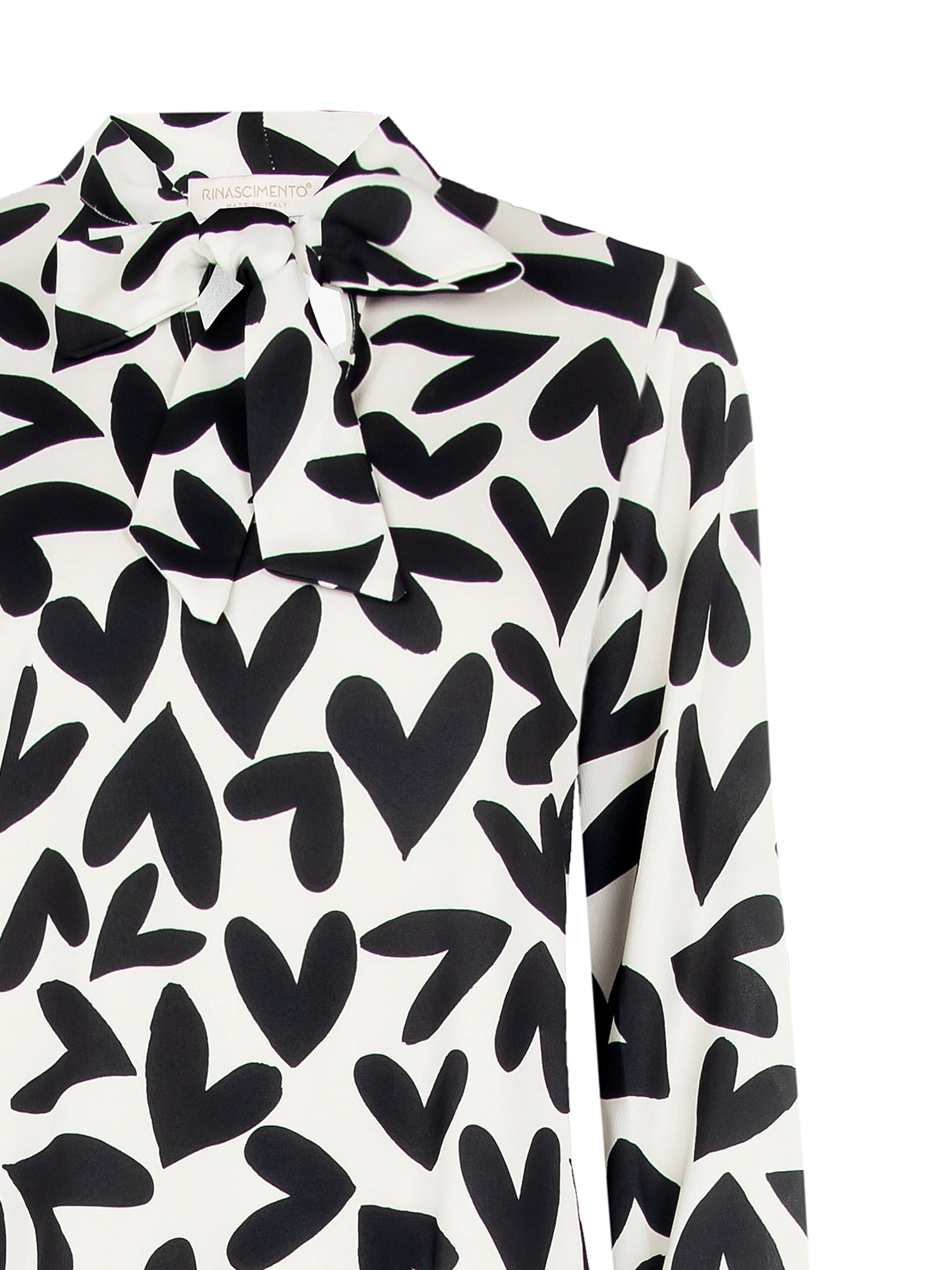Abito Corto Ampio Stampa Cuori Con Balza E Cravattino Rinascimento