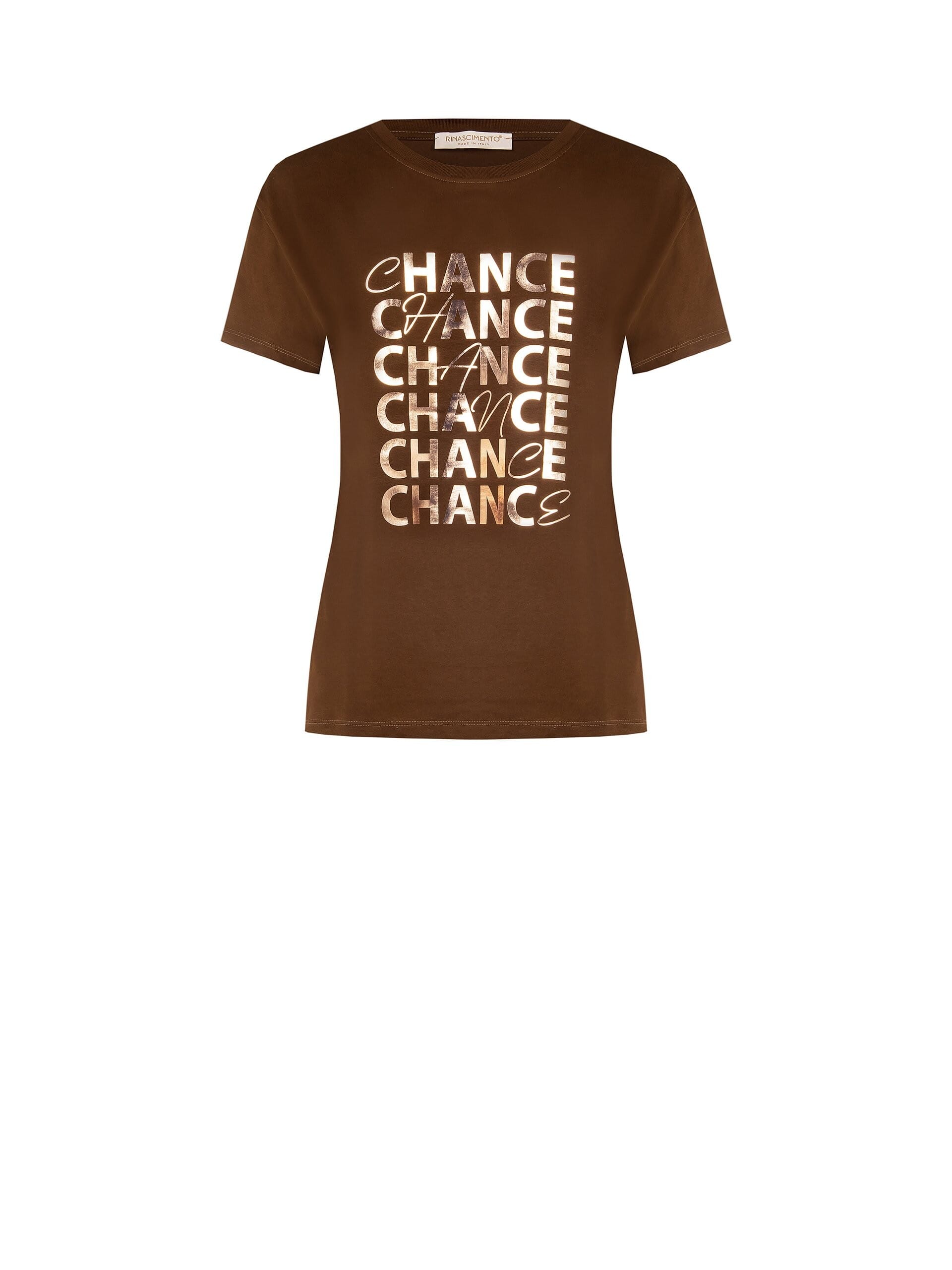 T-Shirt Regular In Cotone Con Slogan Laminato Rinascimento