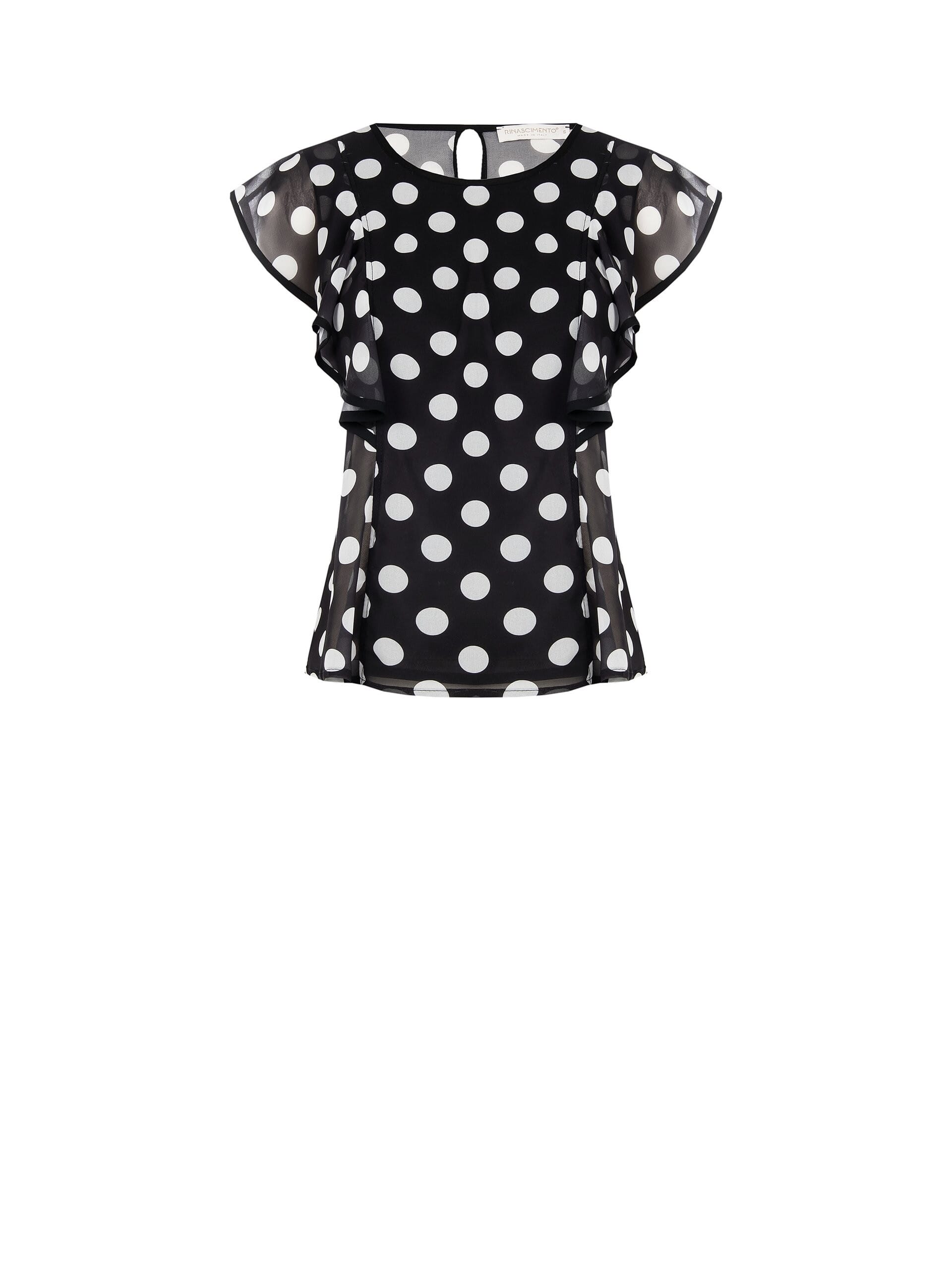 Blusa Fluida In Georgette A Pois Con Volant Rinascimento