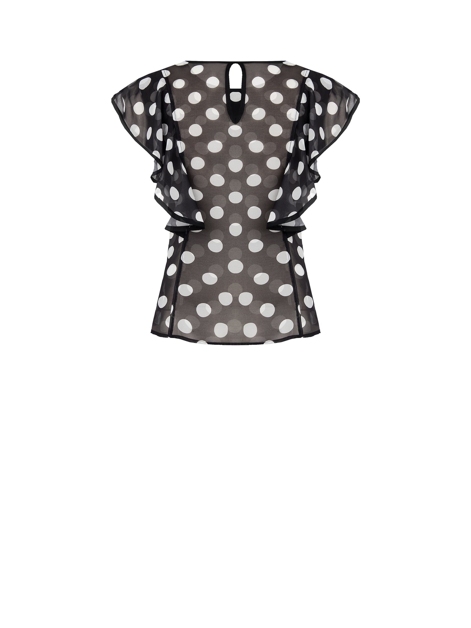 Blusa Fluida In Georgette A Pois Con Volant Rinascimento