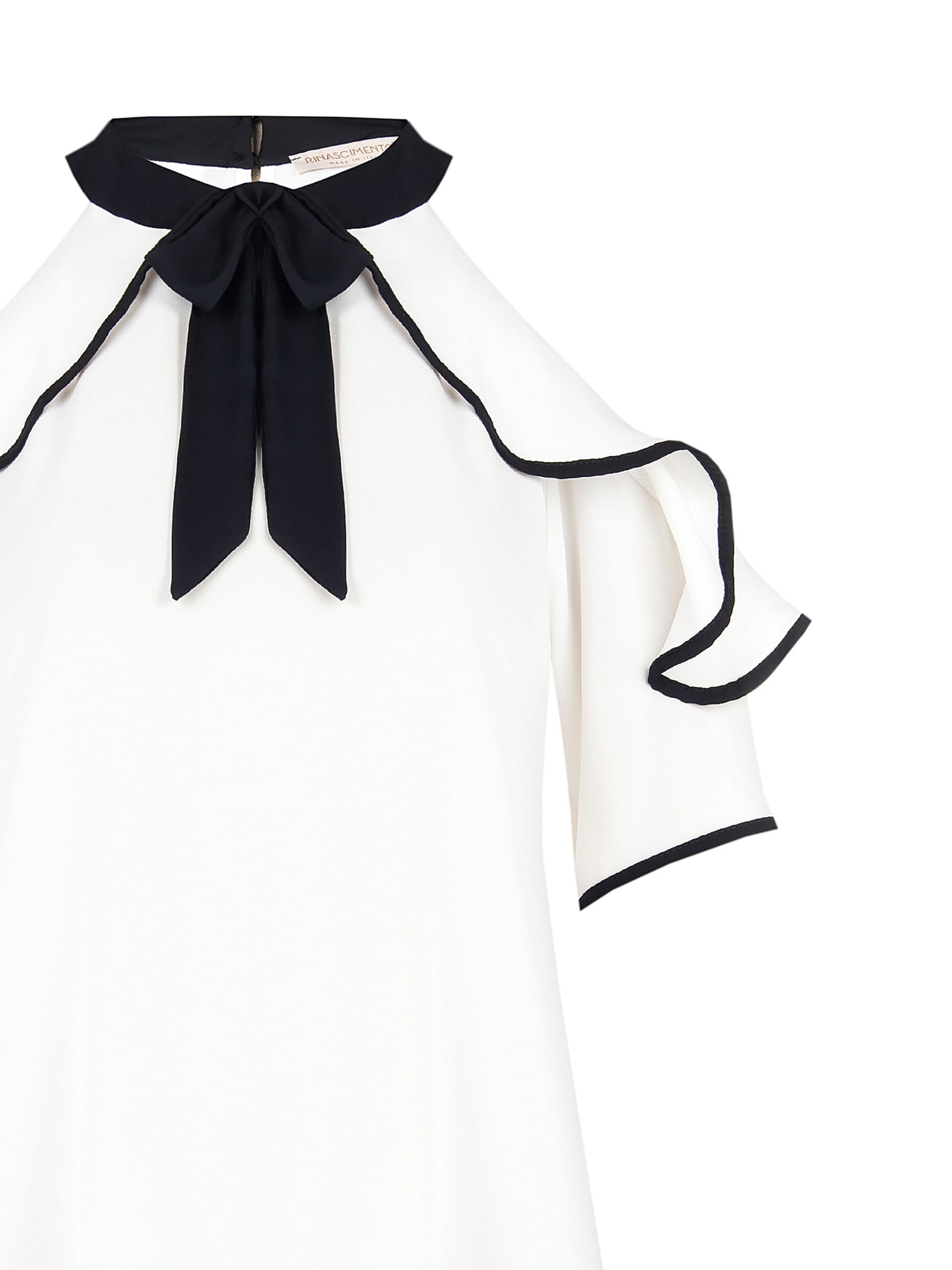 Blusa Sfiancata In Tessuto Fluido Con Cut-Out Sulle Spalle Rinascimento