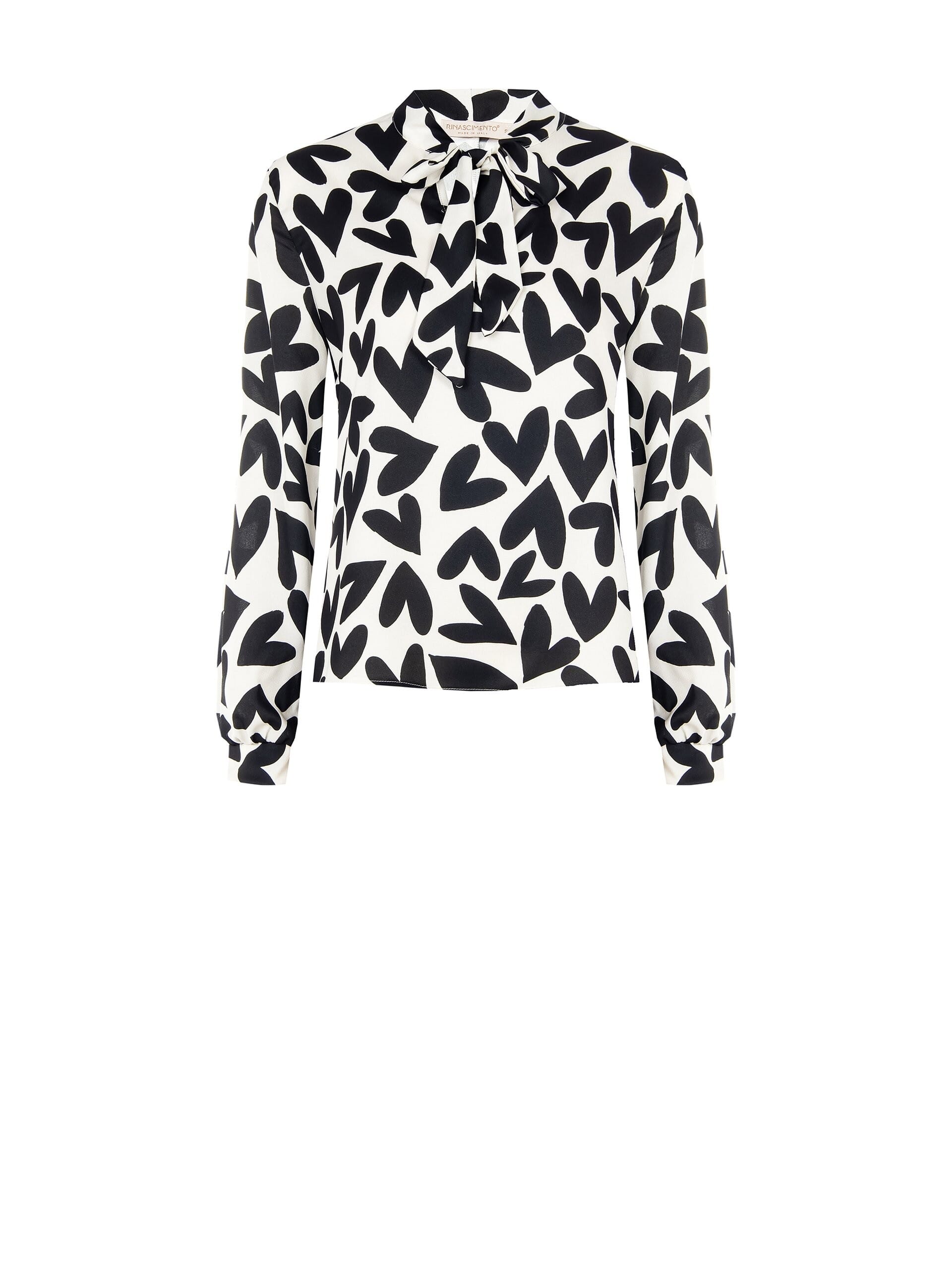 Camicia Ampia E Fluida Stampa Cuori Con Cravattino Rinascimento