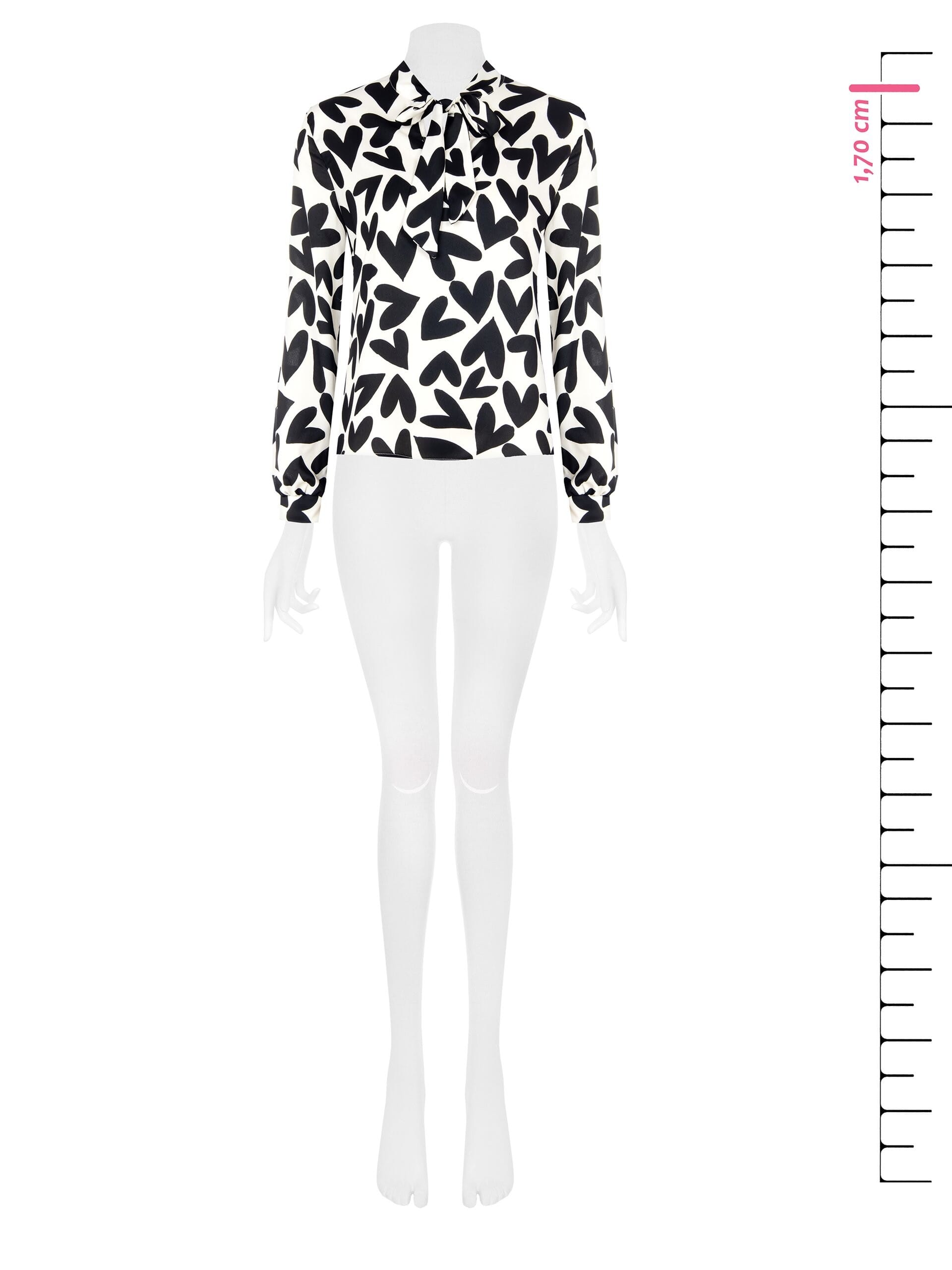 Camicia Ampia E Fluida Stampa Cuori Con Cravattino Rinascimento