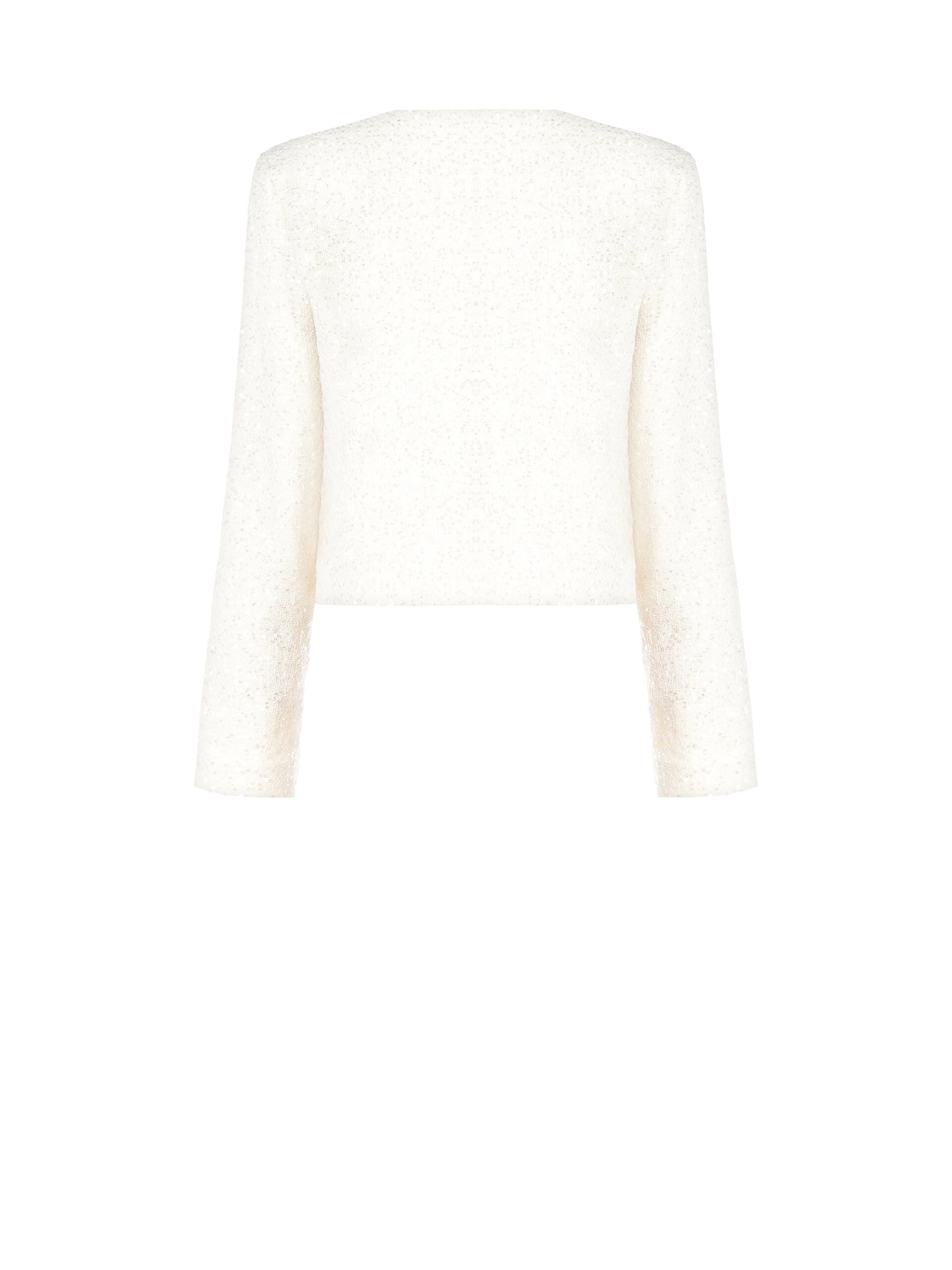 Giacca Corta In Tweed E Paillettes Con Spille E Spalline Rinascimento