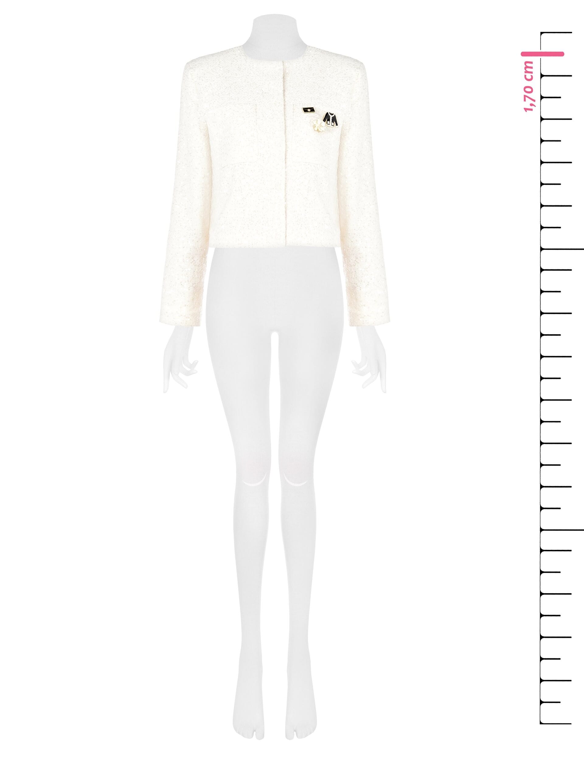 Giacca Corta In Tweed E Paillettes Con Spille E Spalline Rinascimento