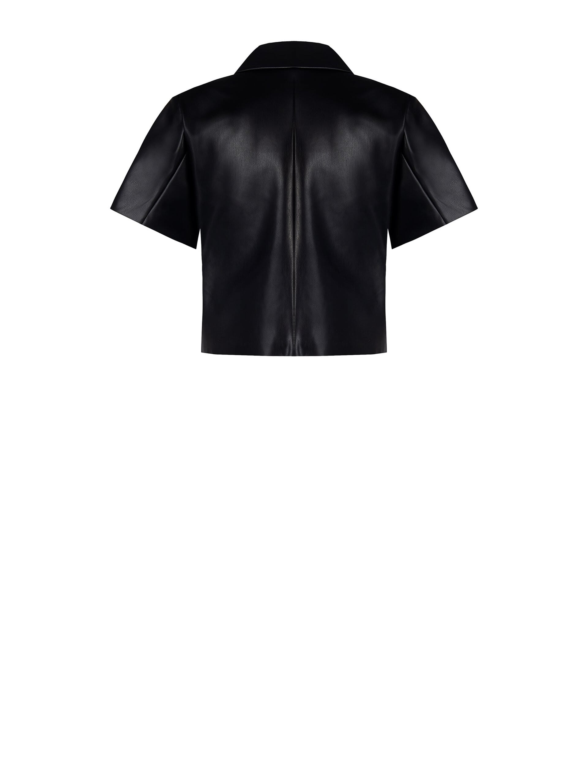 Veste à manches courtes en similicuir avec épaulettes et boutons en perles Rinascimento