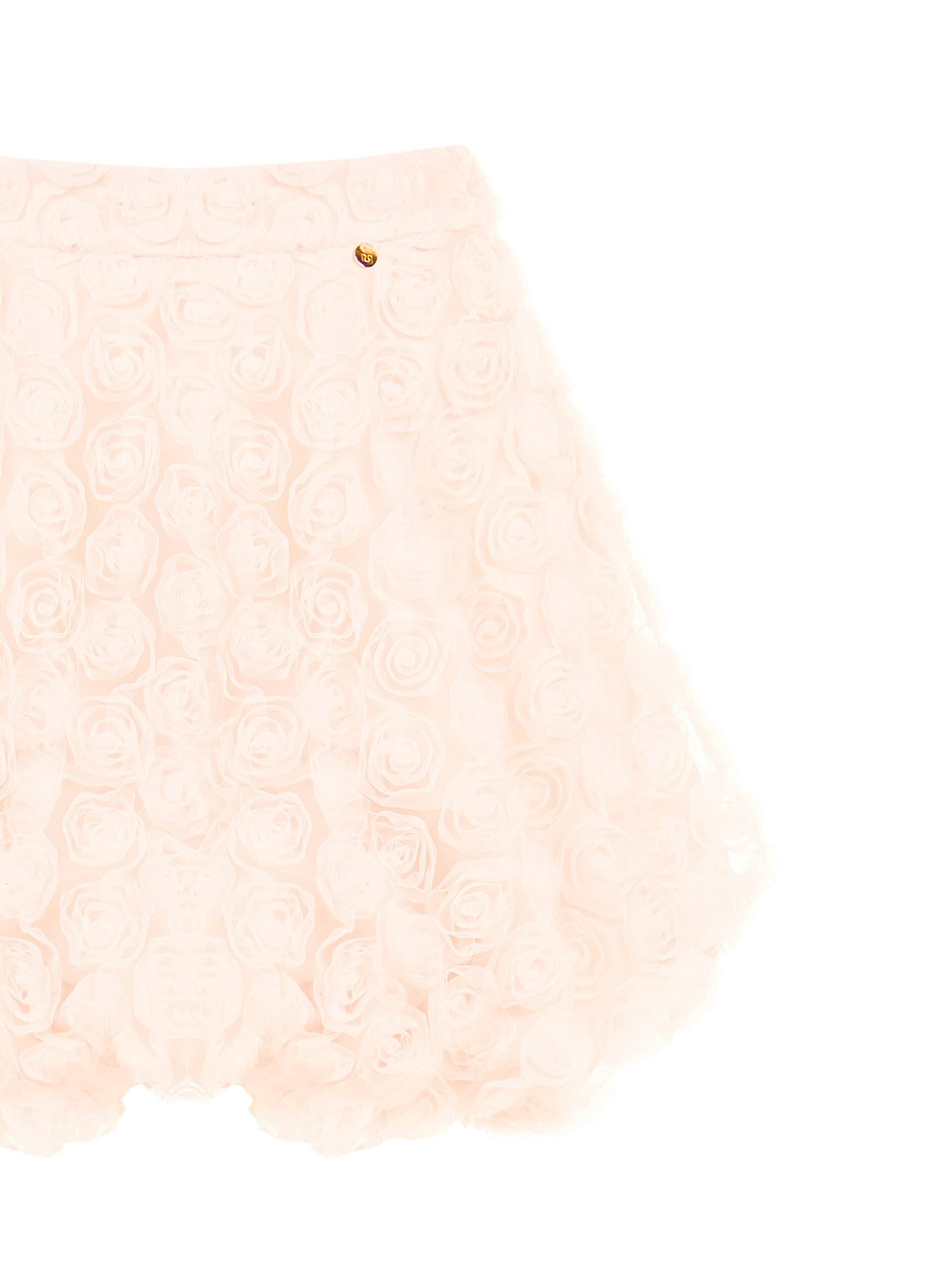 Minigonna A Palloncino Con Delicate Rose In Tulle Effetto Tridimensionale Rinascimento