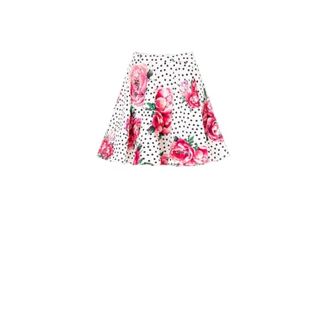 Flower and polka dot print miniskirt with elasticated waistband in