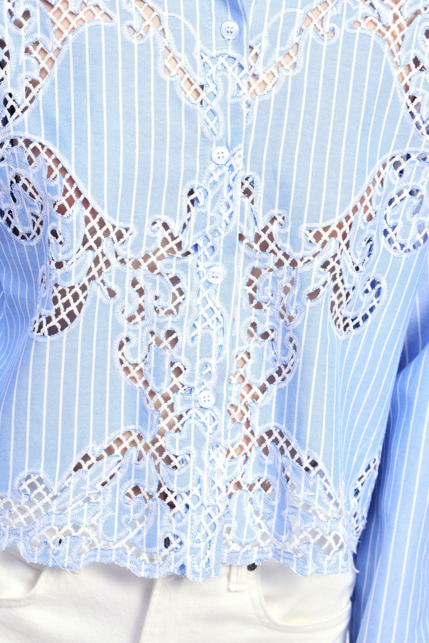 Camicia Con Ricamo Traforato E Righe Dixie