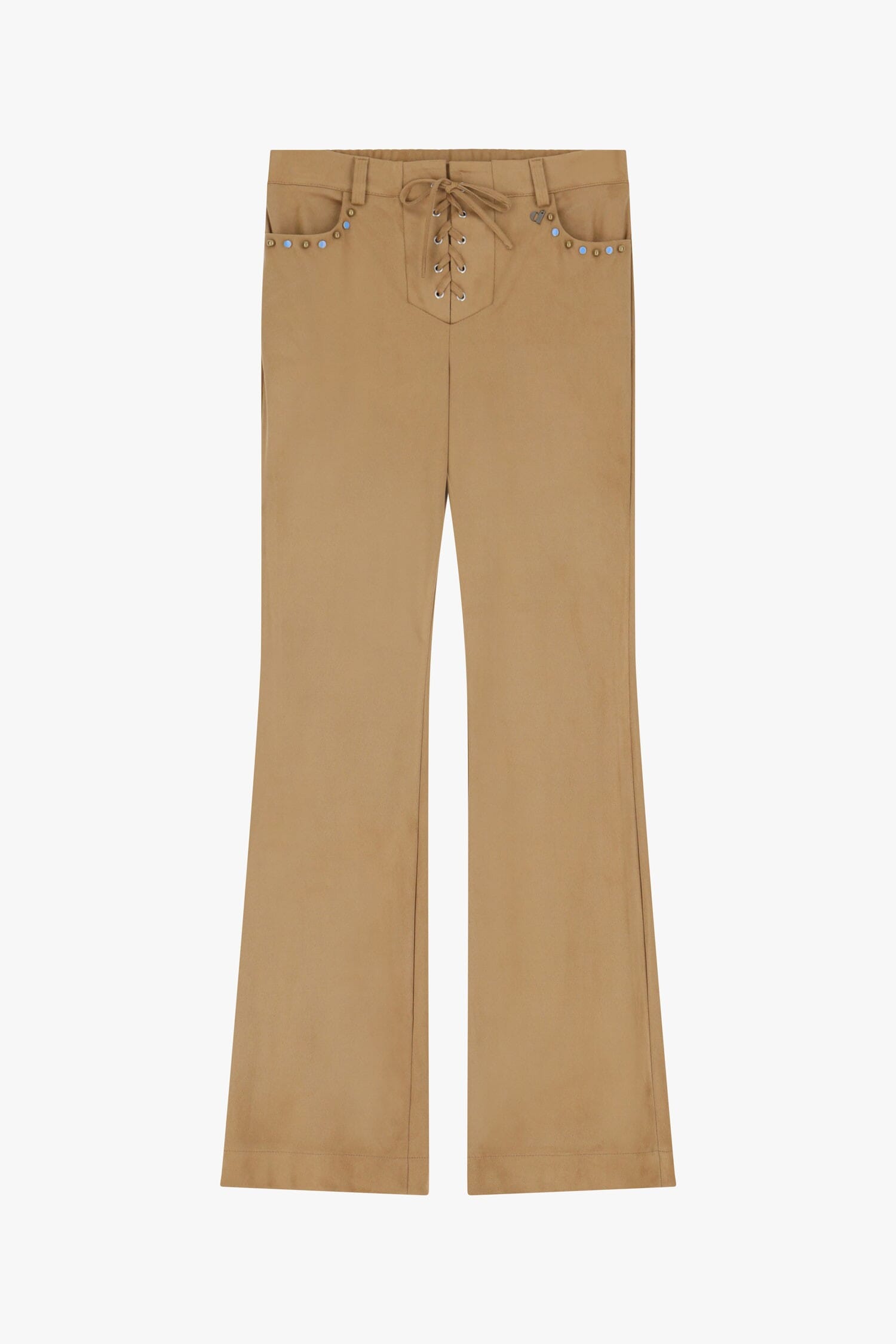 Dixie - Pantalon évasé à effet daim avec œillets
