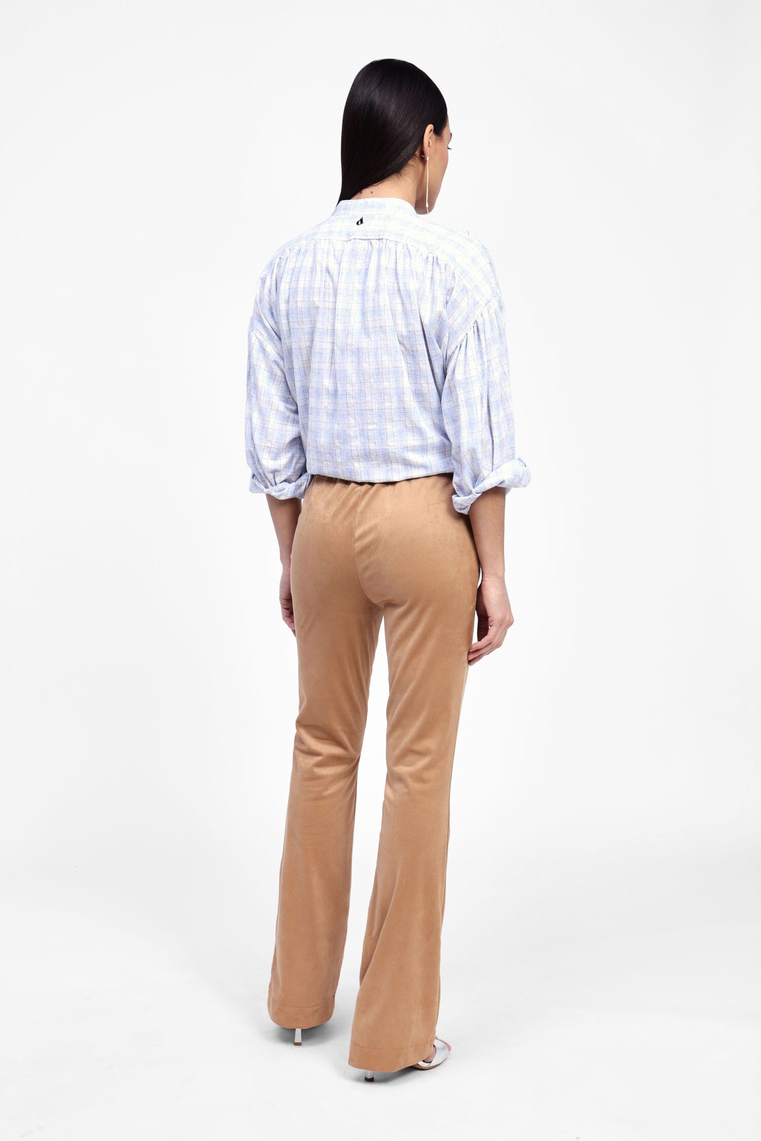 Dixie - Pantalon évasé à effet daim avec œillets