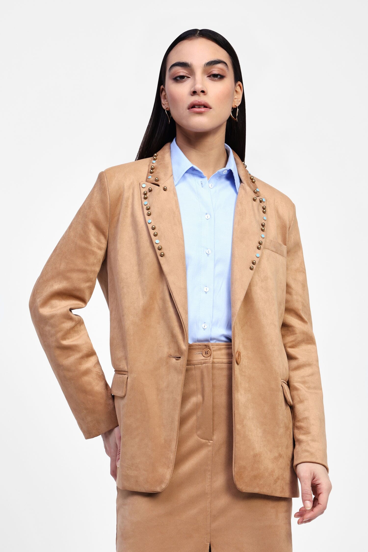 Blazer Effetto Suede Con Dettagli Borchie Dixie