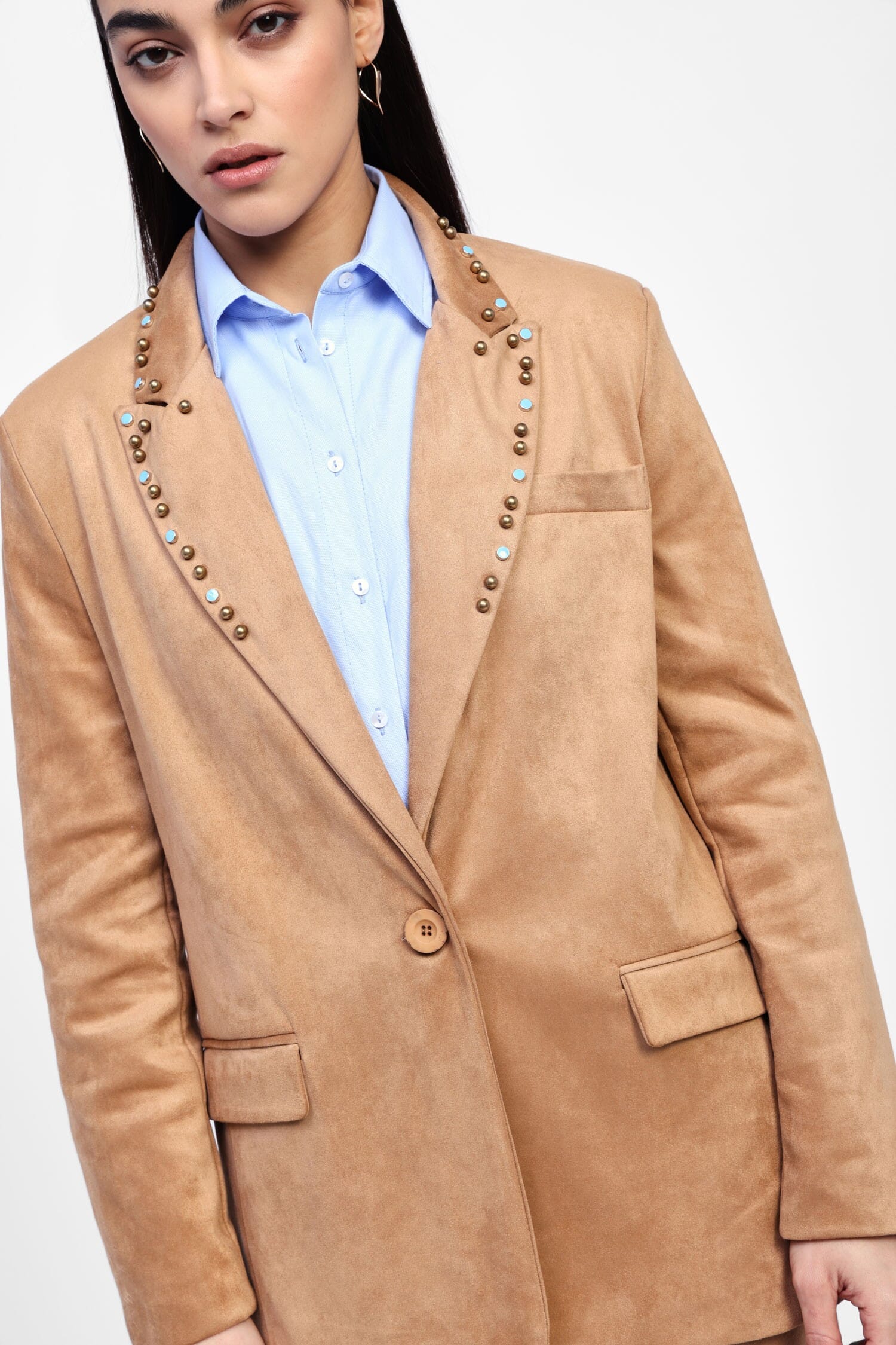 Blazer Effetto Suede Con Dettagli Borchie Dixie