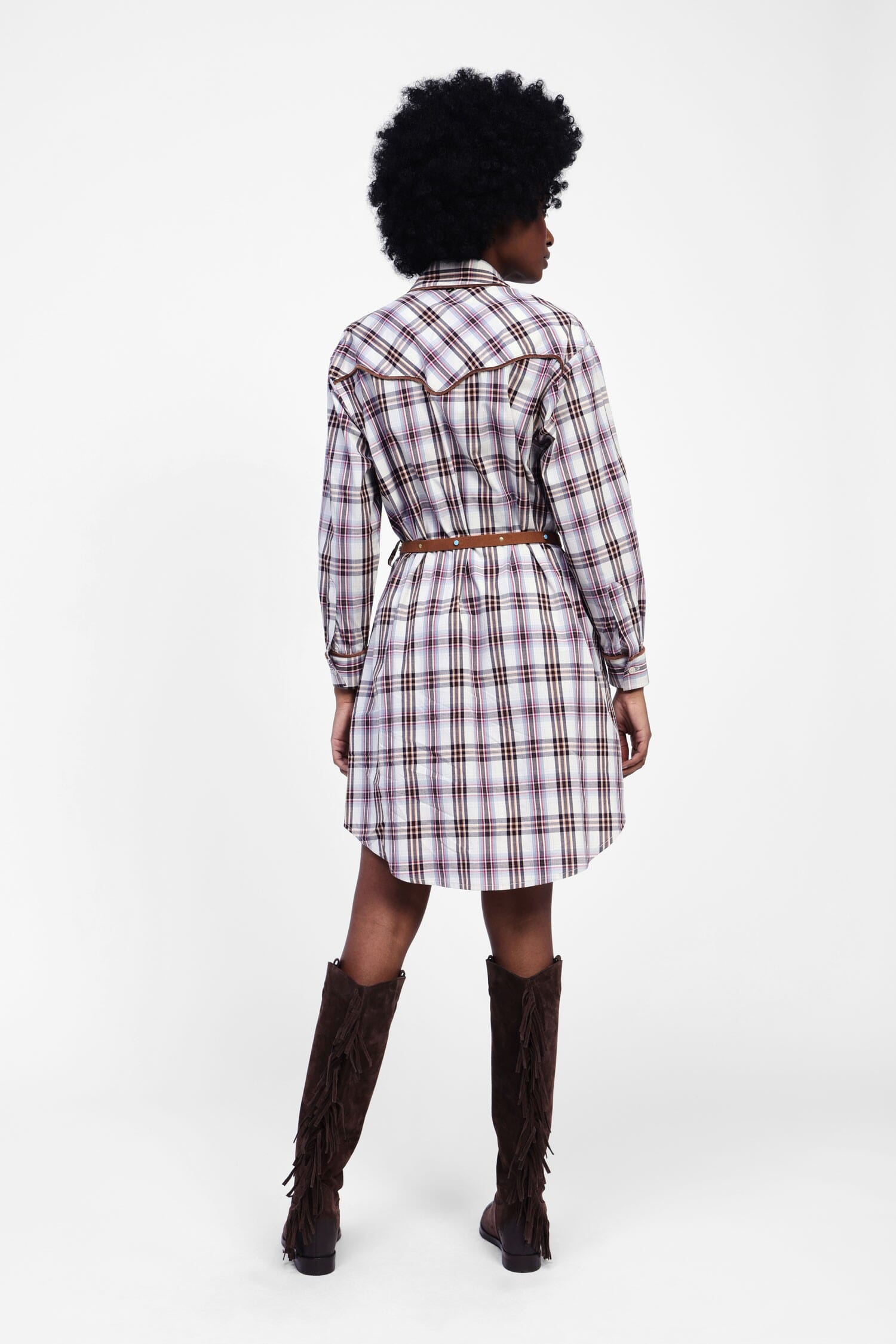 Vestito Chemisier A Quadri Con Cintura Dixie