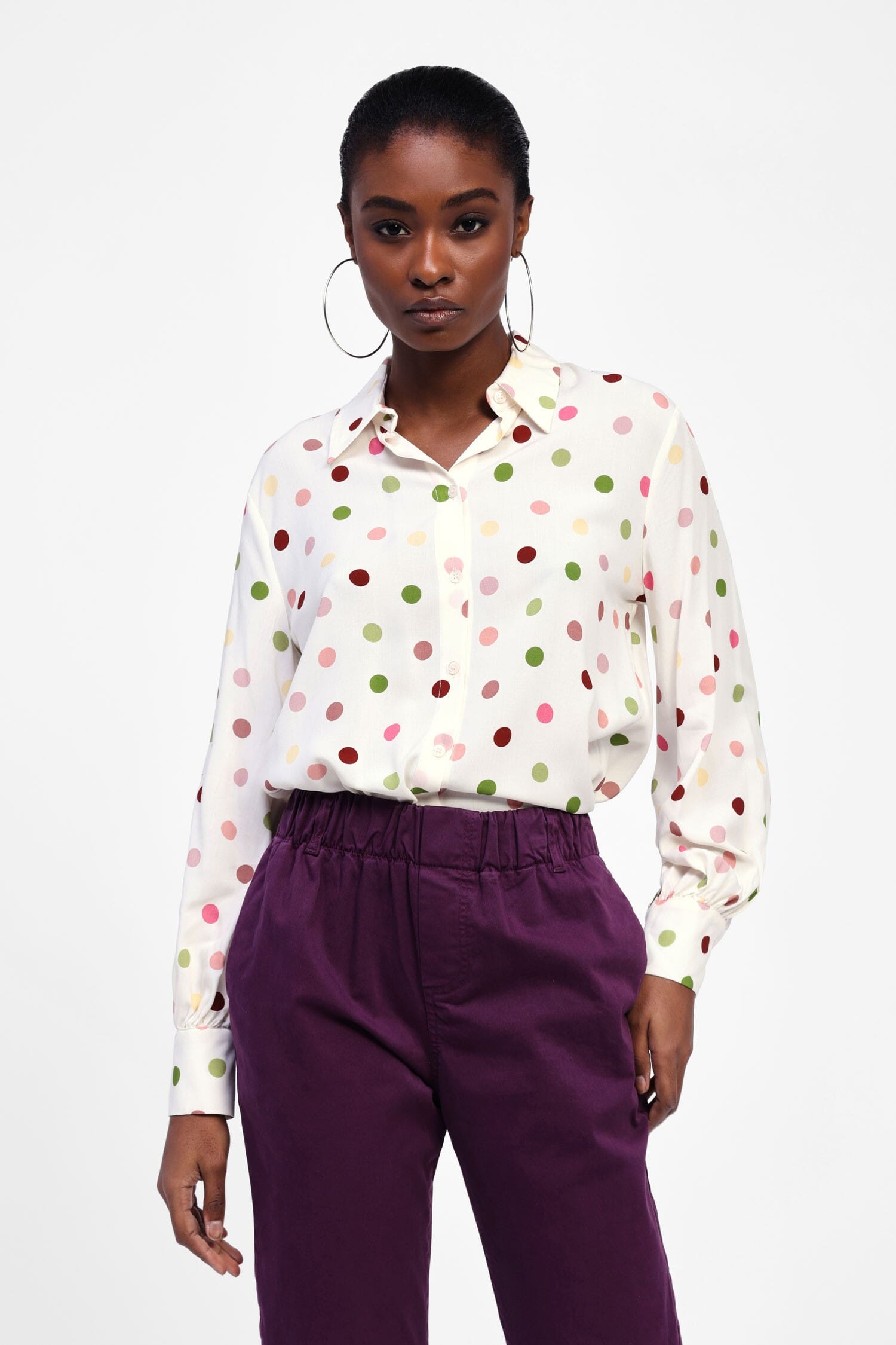 Camicia A Pois Con Bottoni Dixie