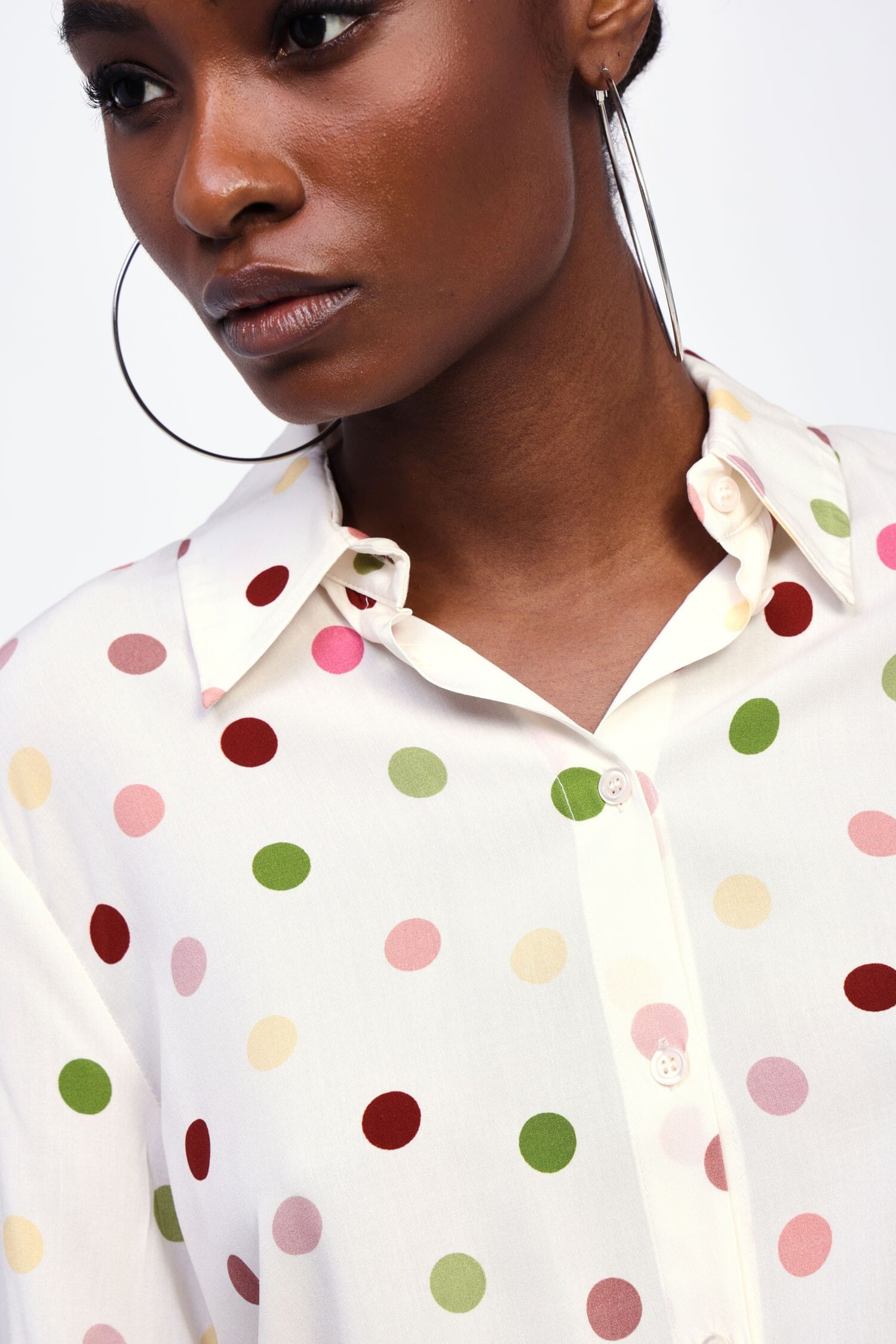 Camicia A Pois Con Bottoni Dixie