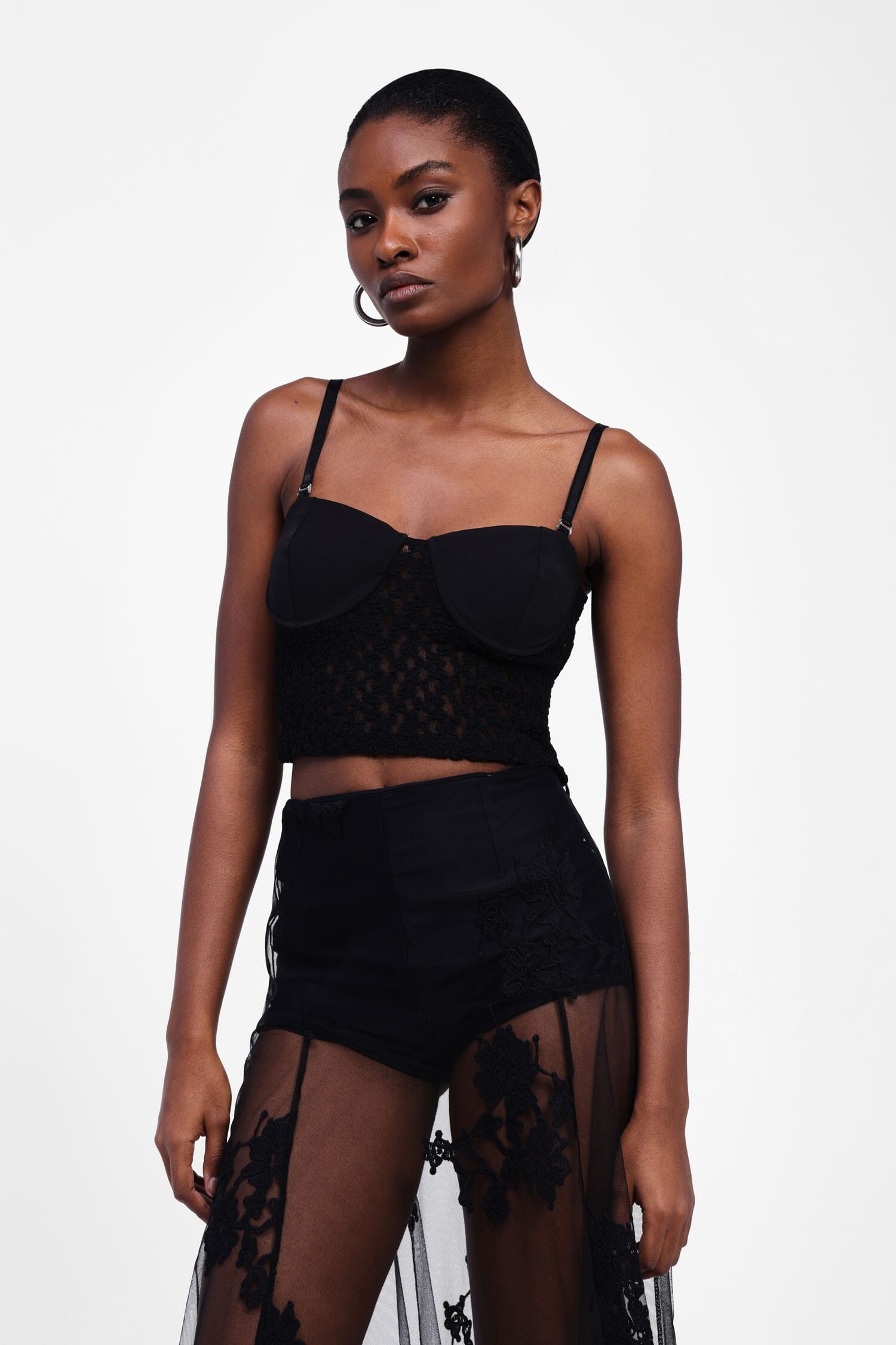 Top Bustier Corto Bretelle E Pizzo Dixie