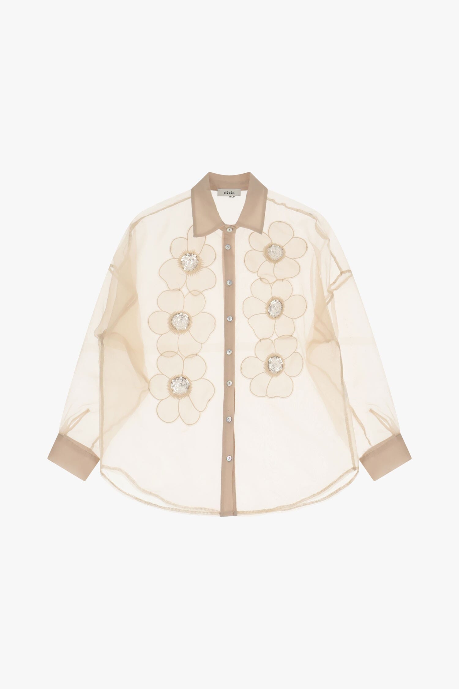 Transparent Shirt With Decorative Flowers Dixie