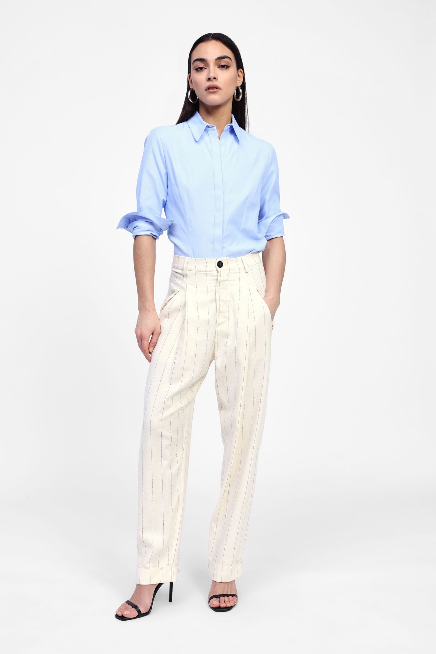 Pantalon large à rayures verticales Dixie