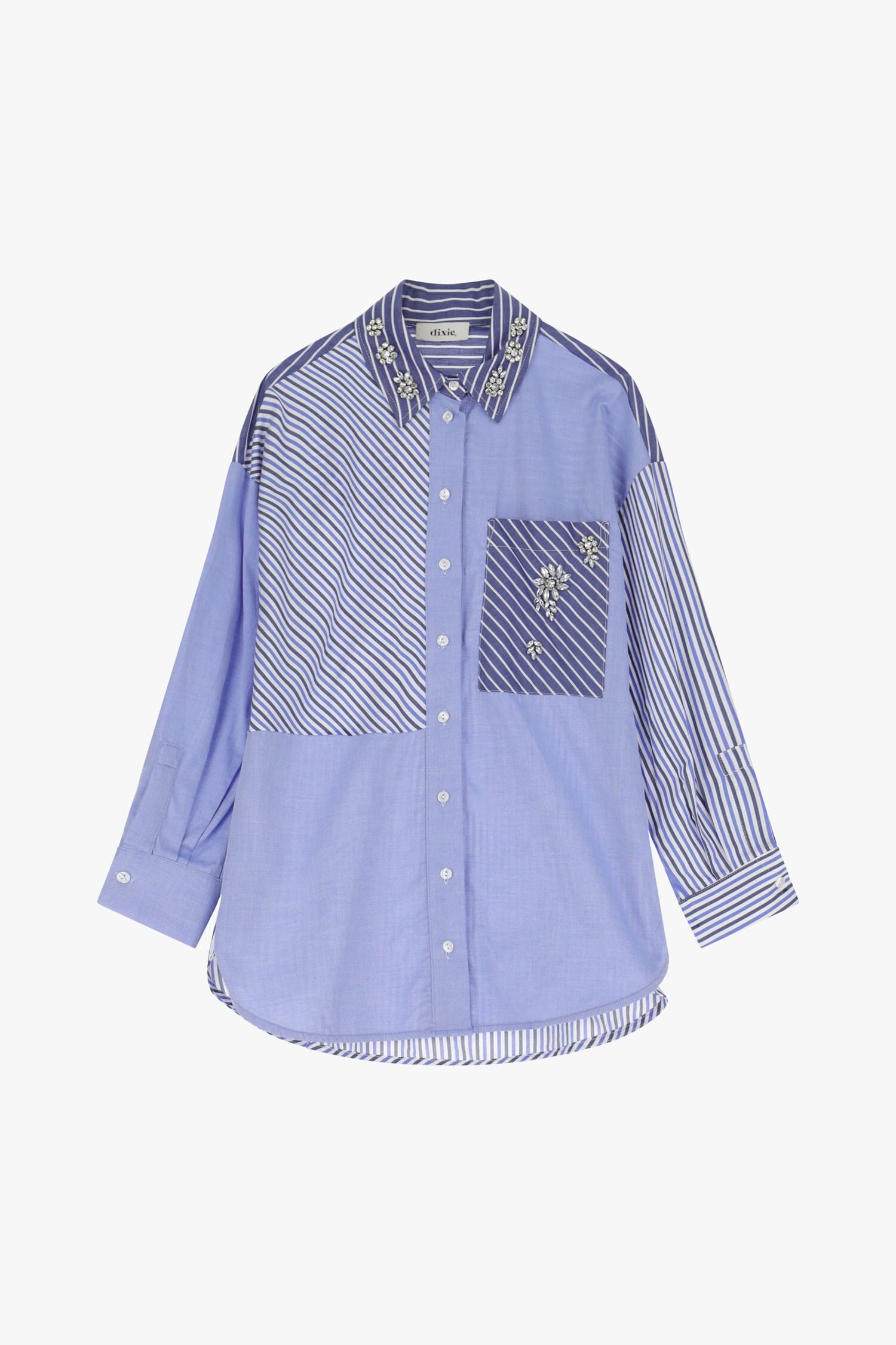 Camicia A Righe Patchwork Con Colletto Decorato Dixie