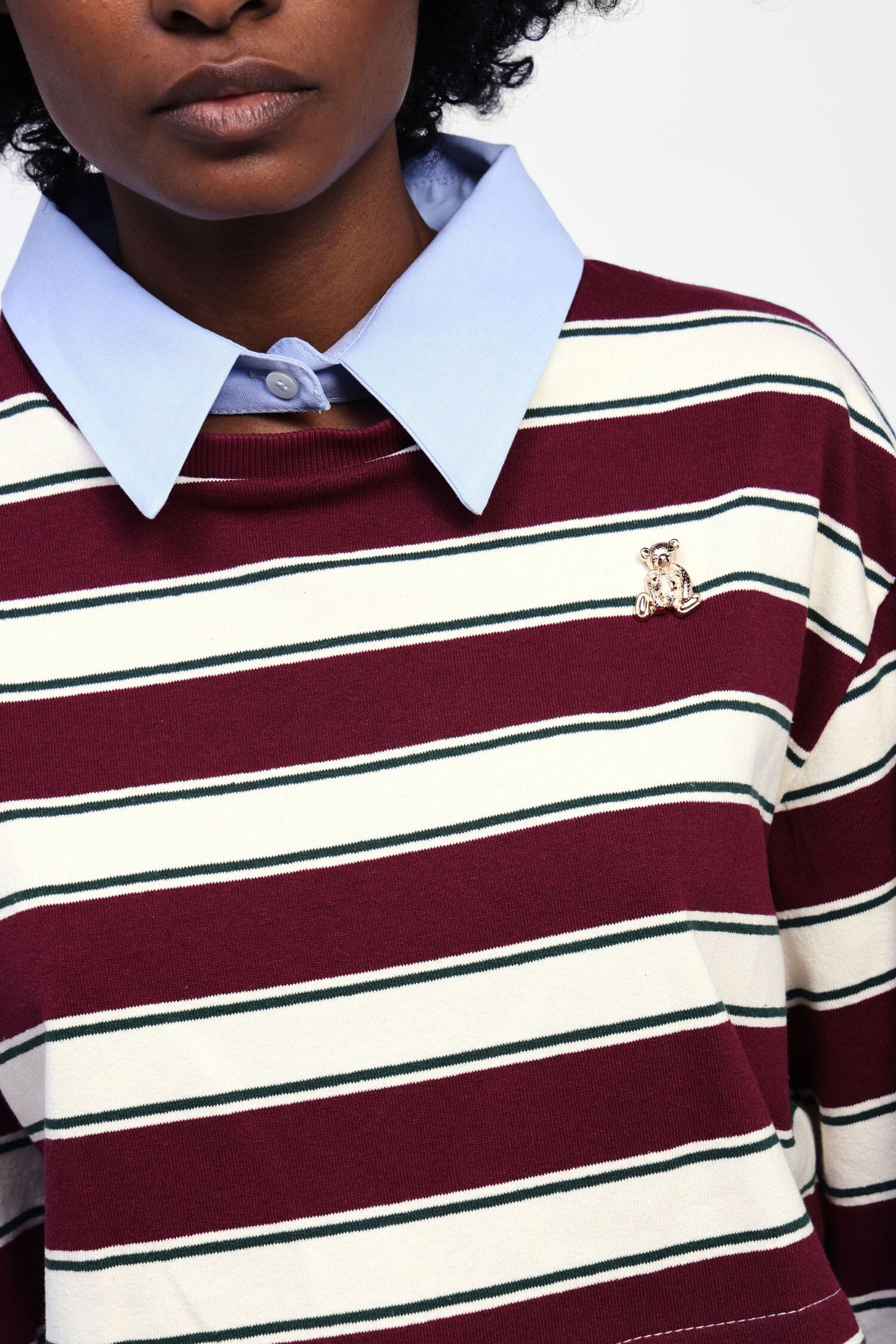 Striped Sweatshirt with Dixie Collar