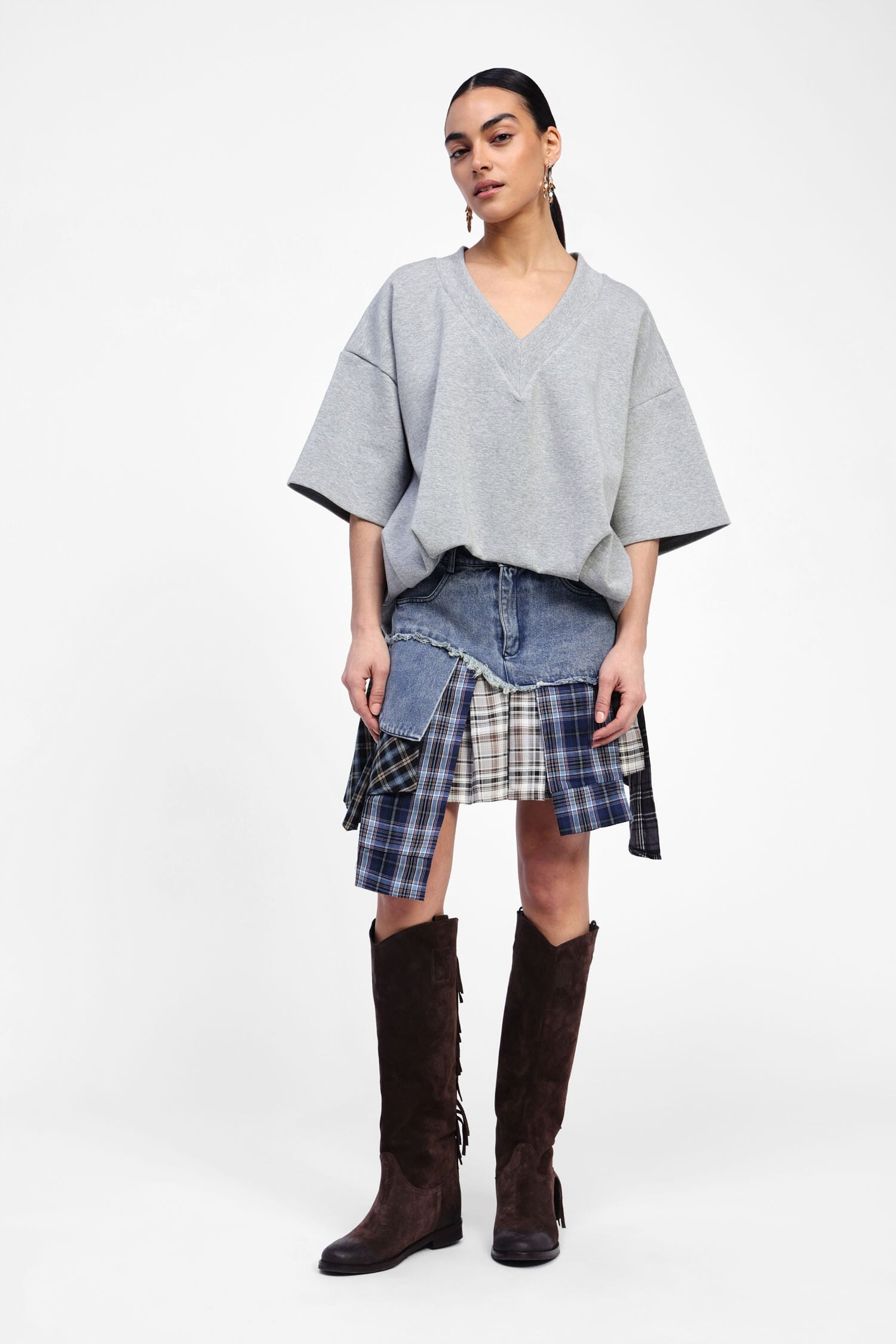 Gonna Corta Con Tessuto Patchwork Dixie