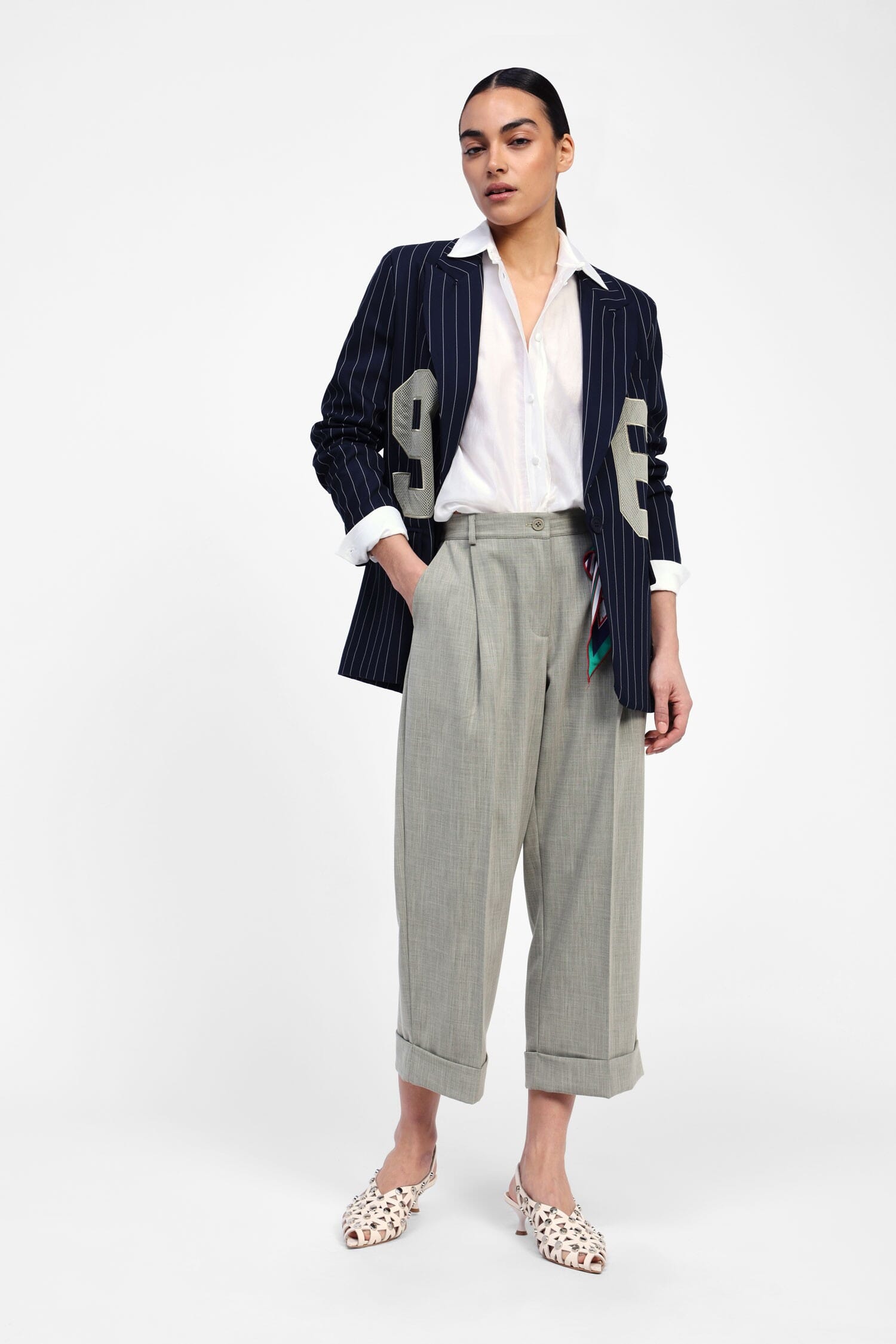 Pantaloni Cropped Con Piega E Foulard Dixie