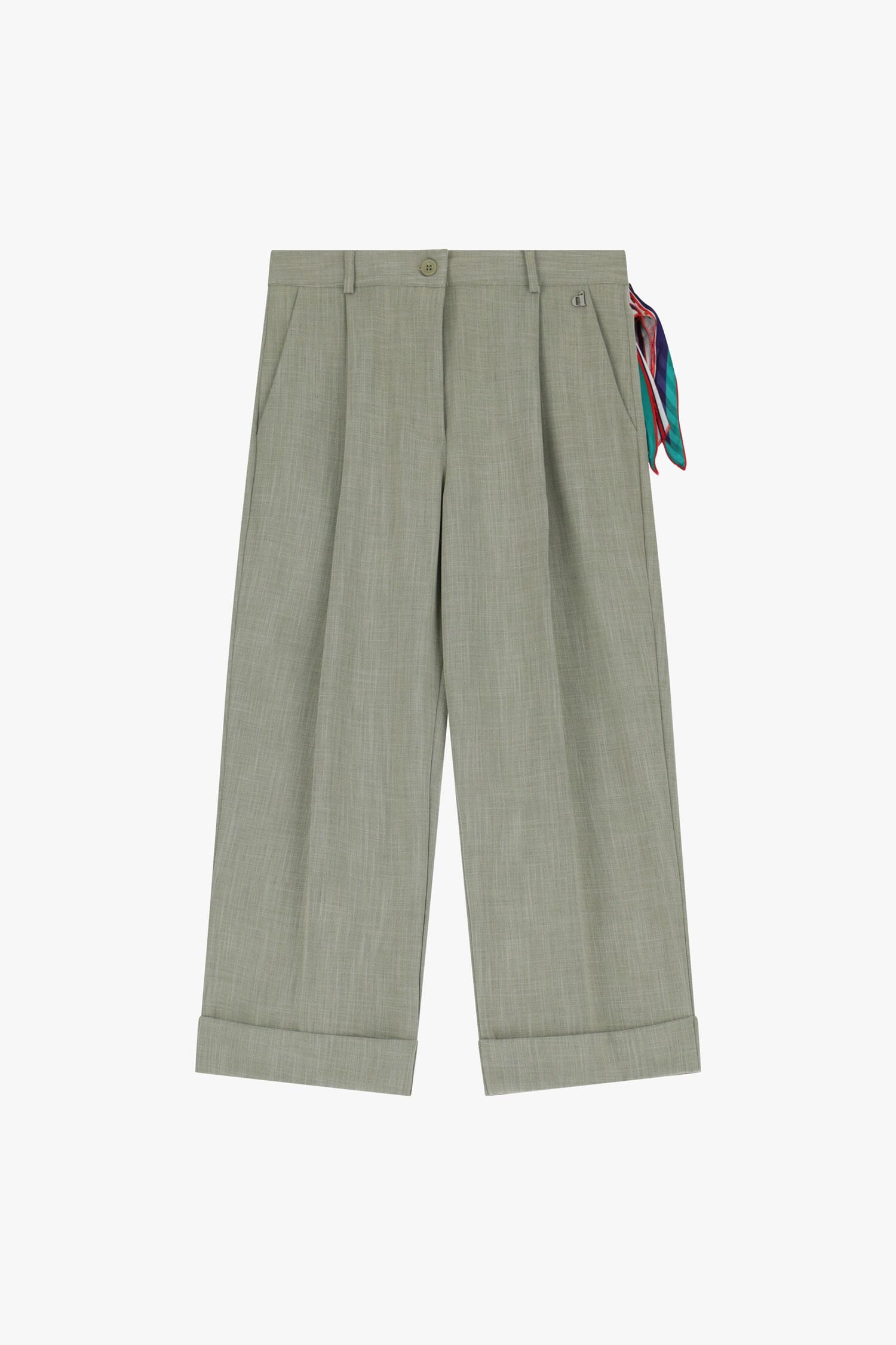 Pantaloni Cropped Con Piega E Foulard Dixie