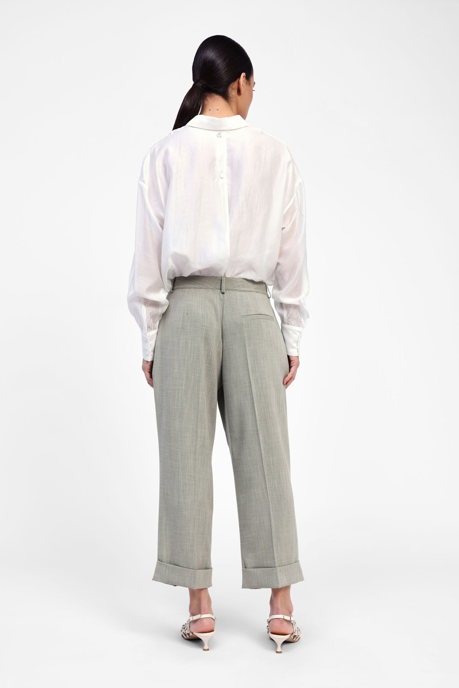 Pantaloni Cropped Con Piega E Foulard Dixie