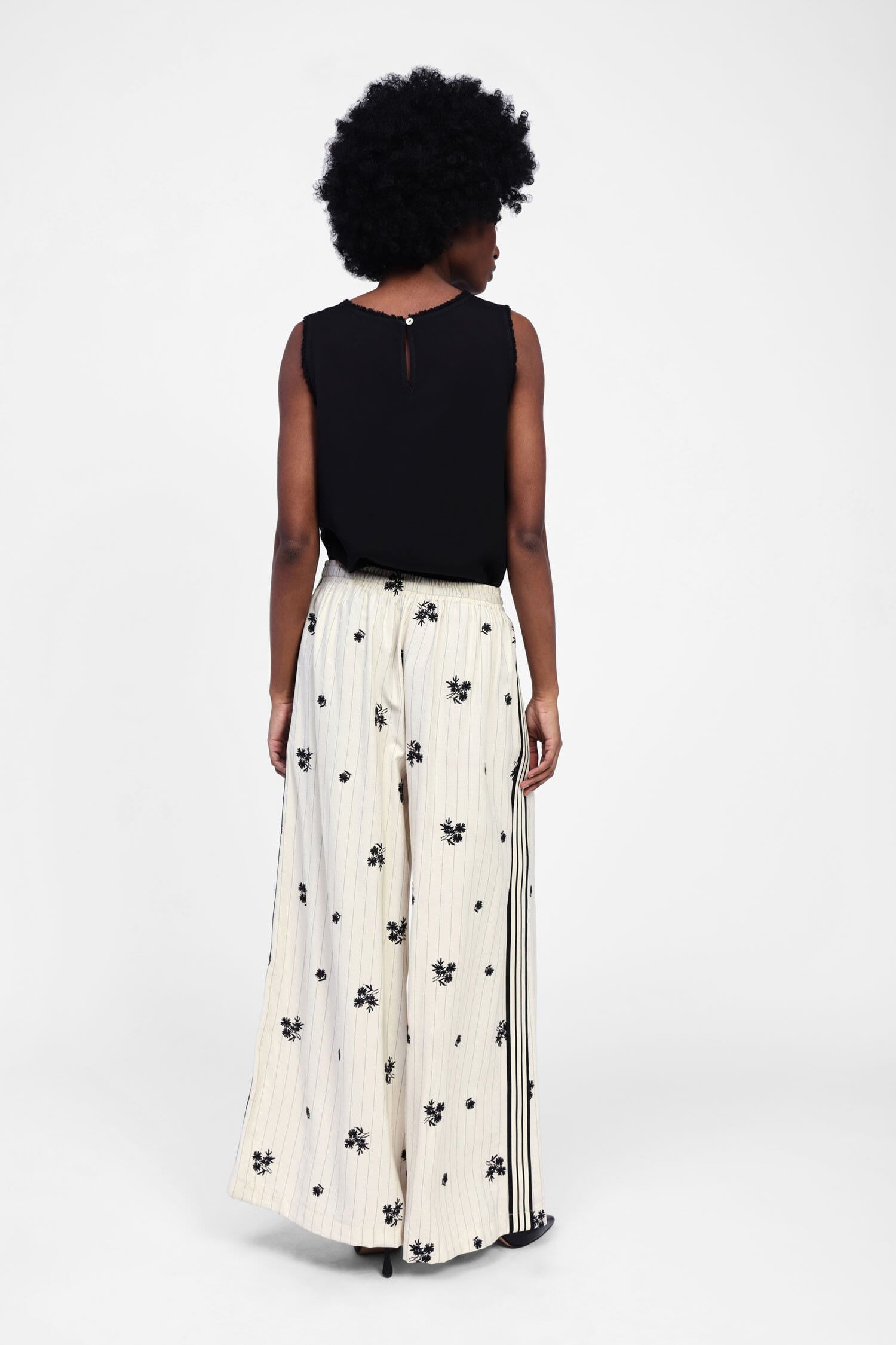 Pantalon ample avec rayures et motif floral Dixie