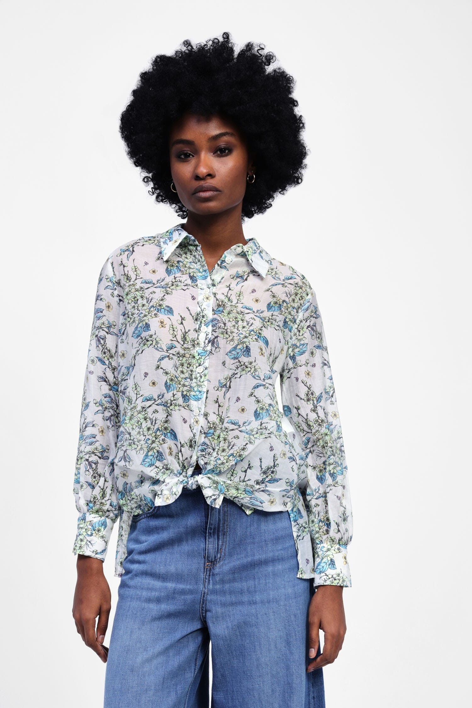 Transparent Shirt With Floral Motif Dixie
