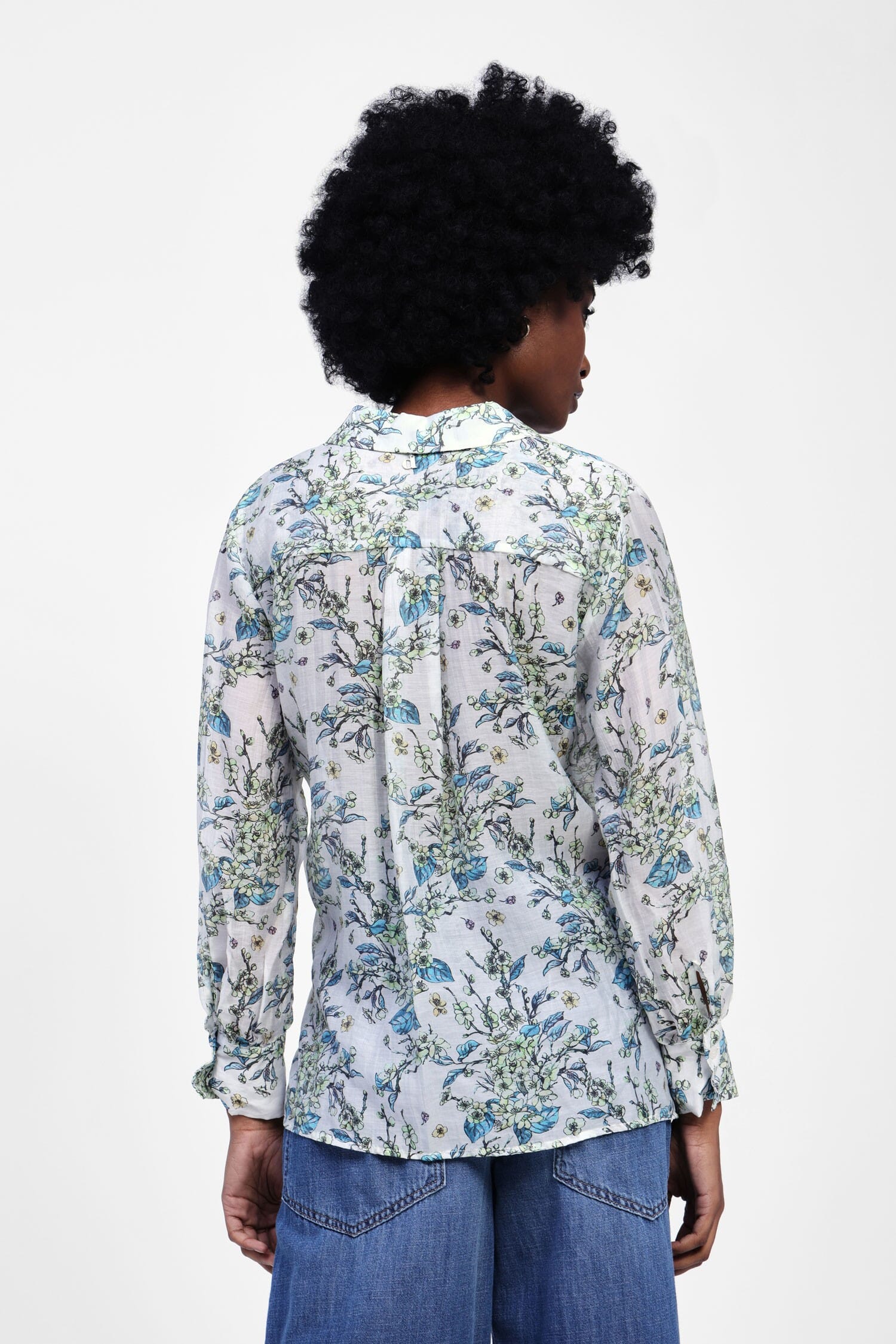Transparent Shirt With Floral Motif Dixie
