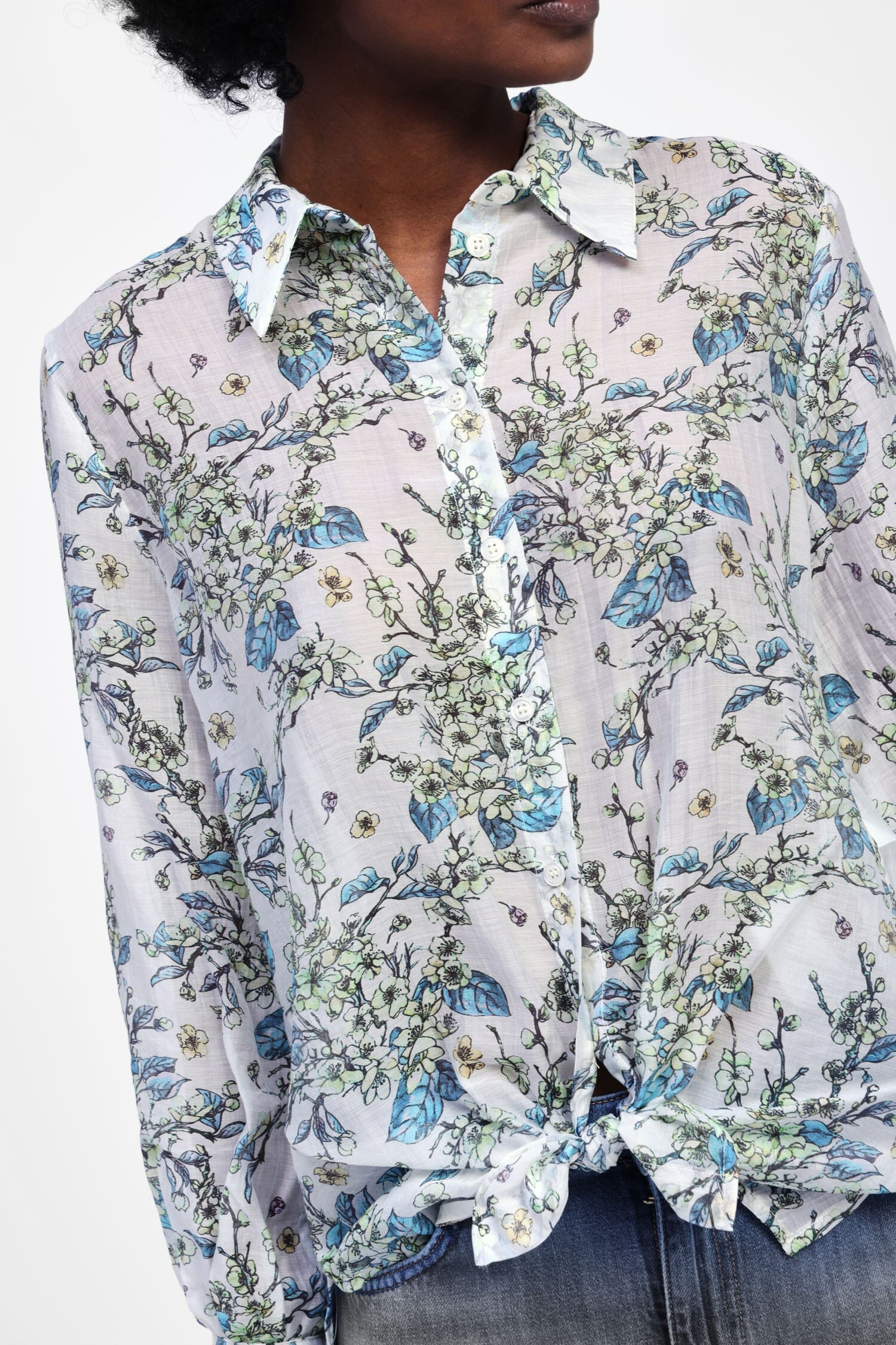 Transparent Shirt With Floral Motif Dixie