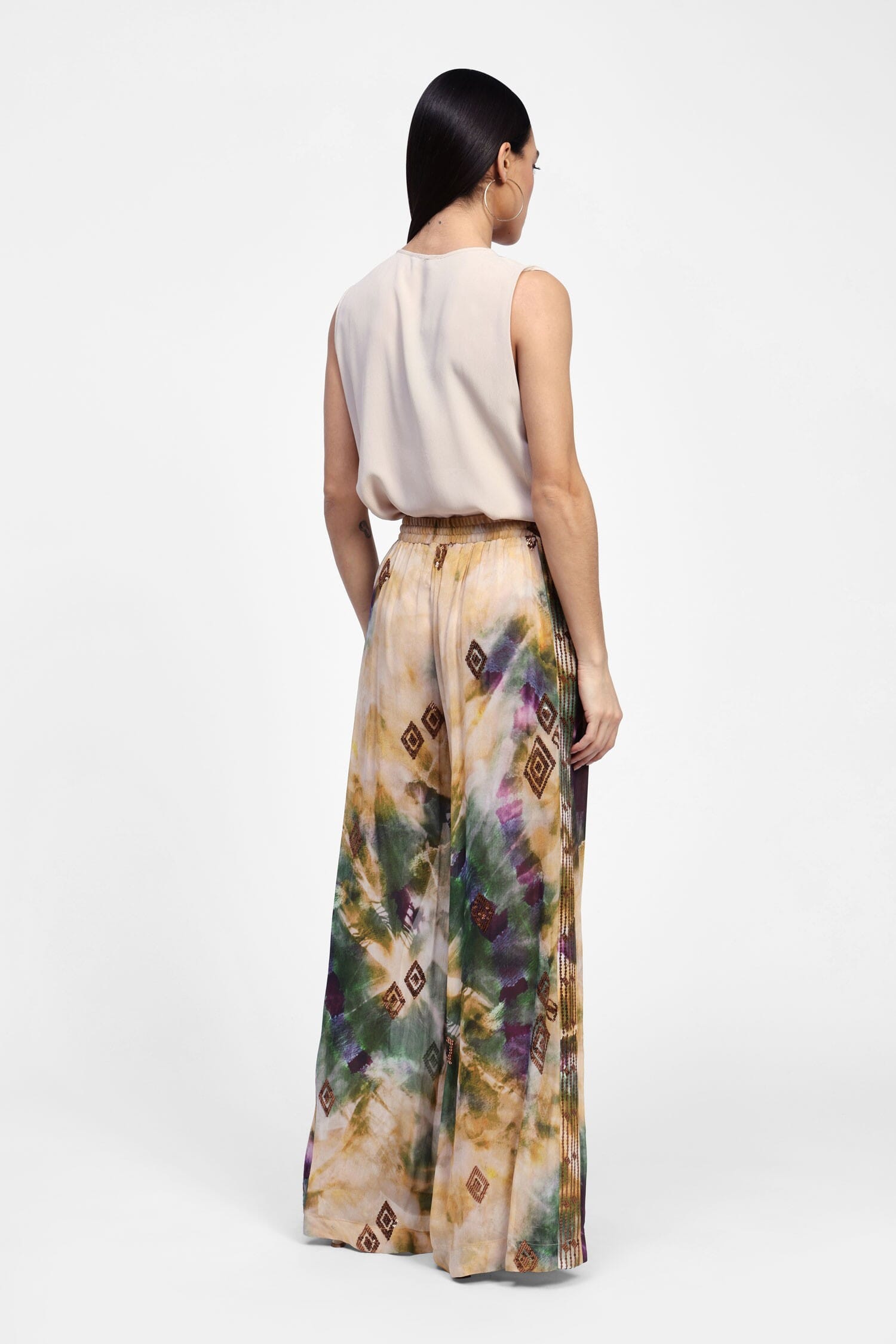 Pantaloni Palazzo Fantasia Vita Media Dixie