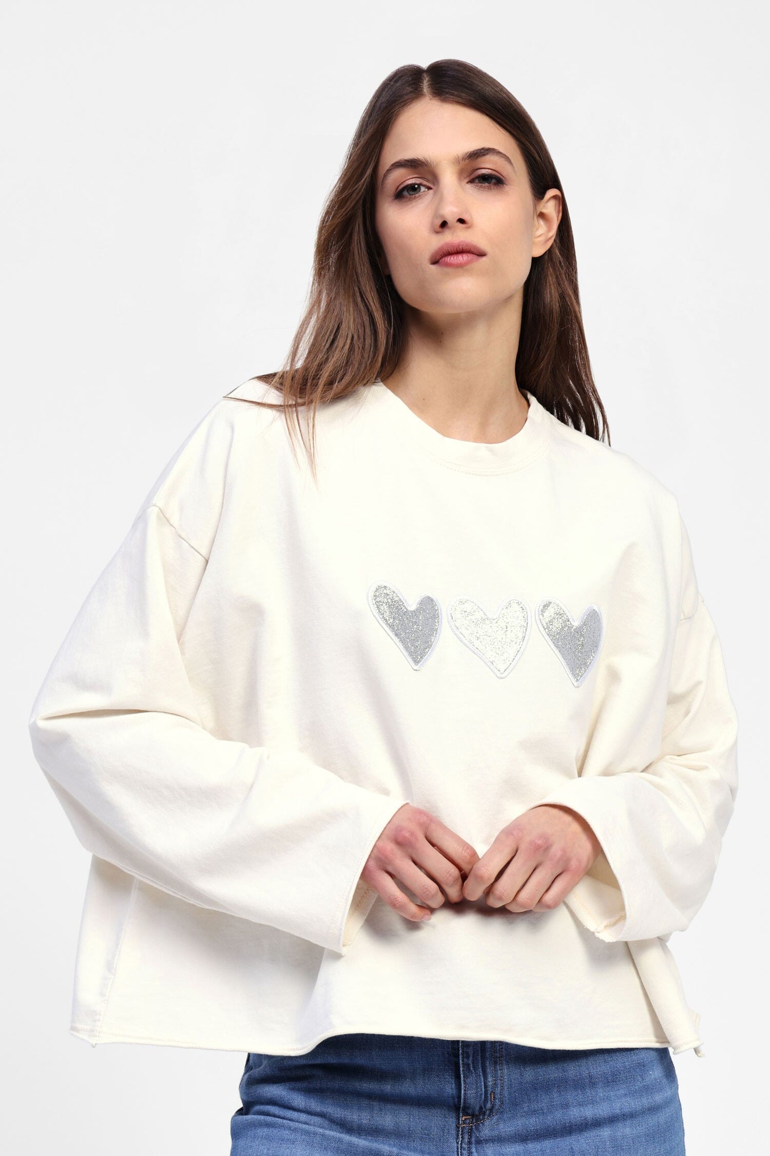 Sweatshirt With Dixie Decorative Hearts