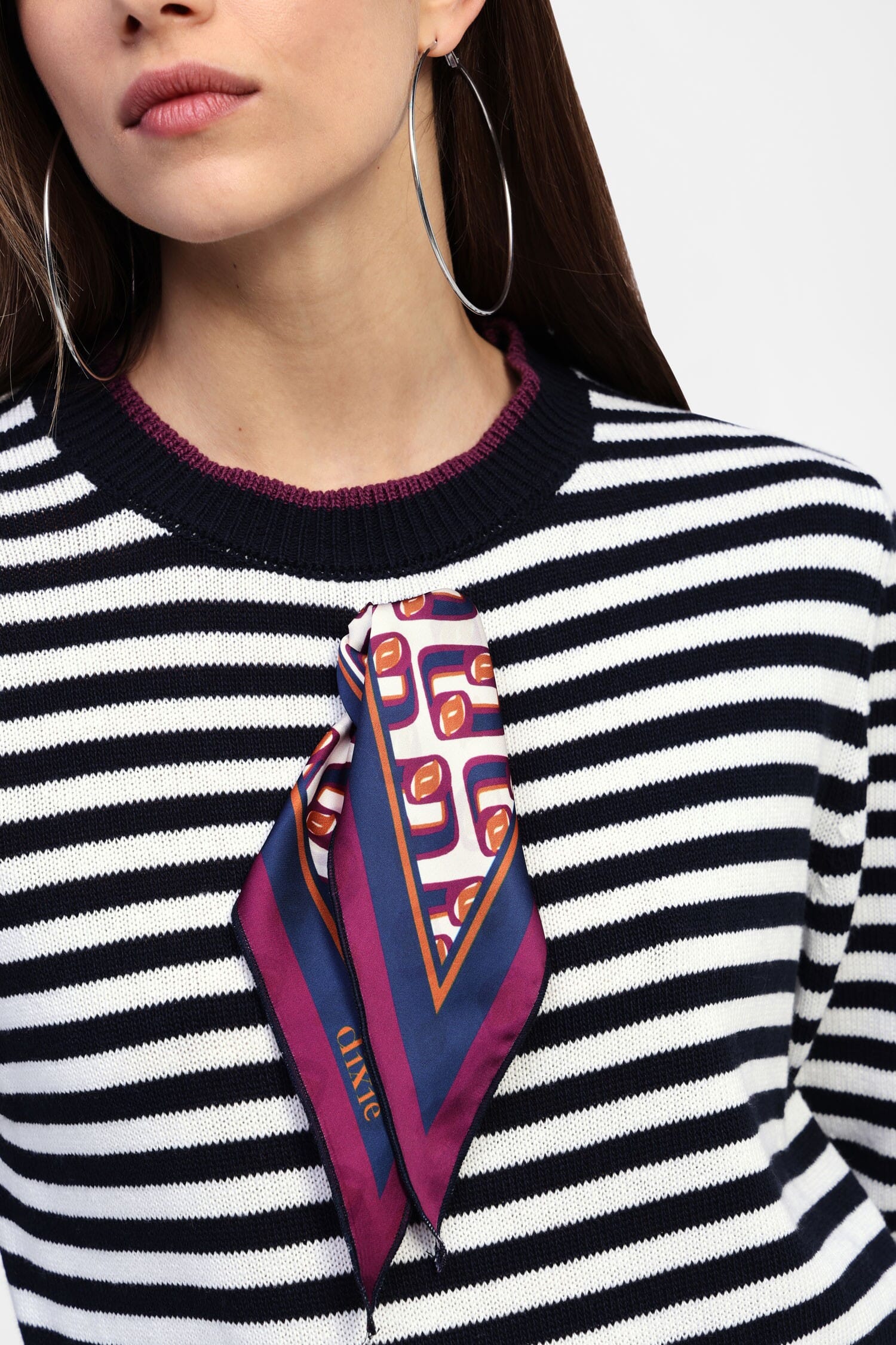 Dixie Striped Sweater With Scarf