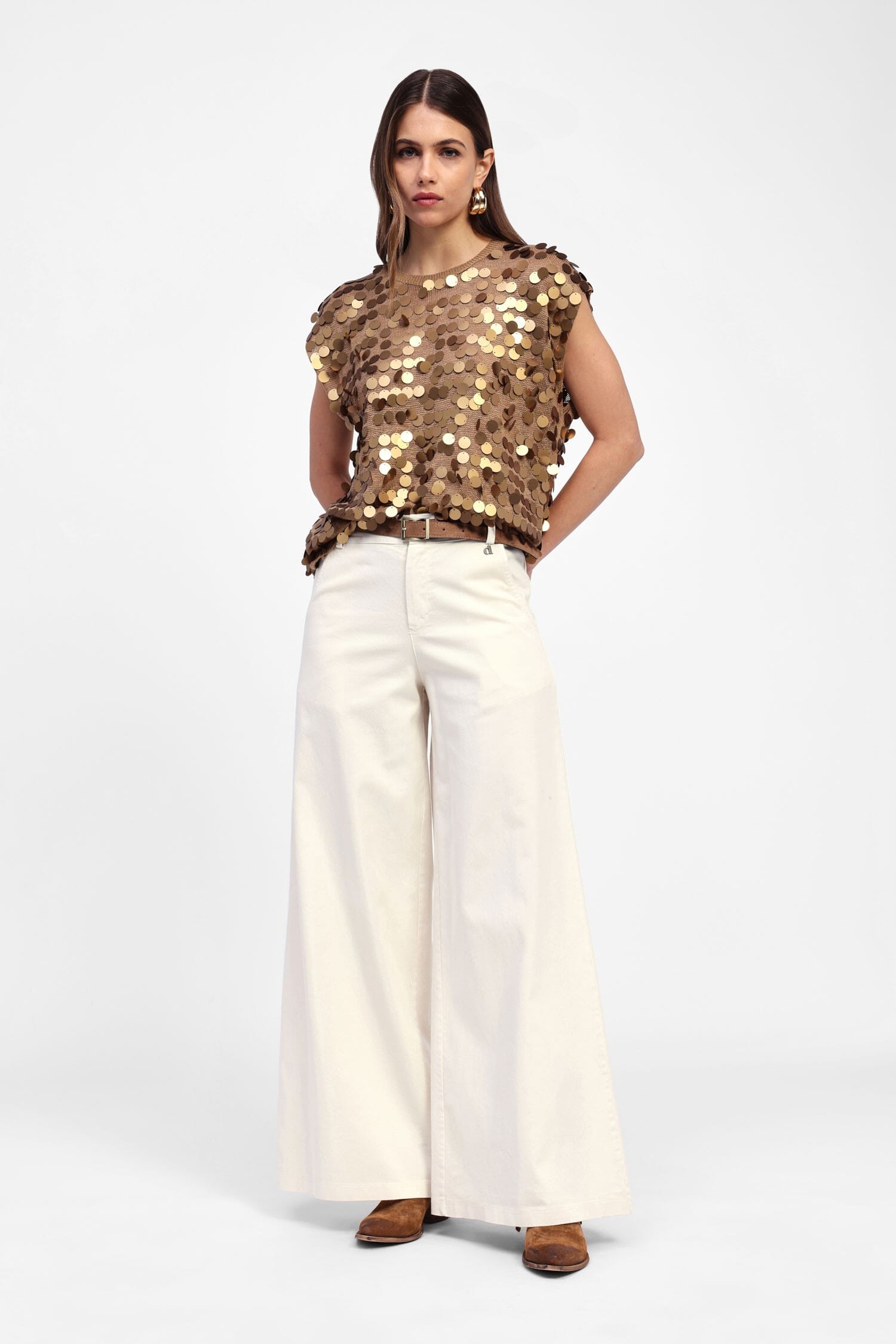 Dixie Wide Leg Trousers With Adjustable Belt (Pantalon à jambes larges avec ceinture réglable)